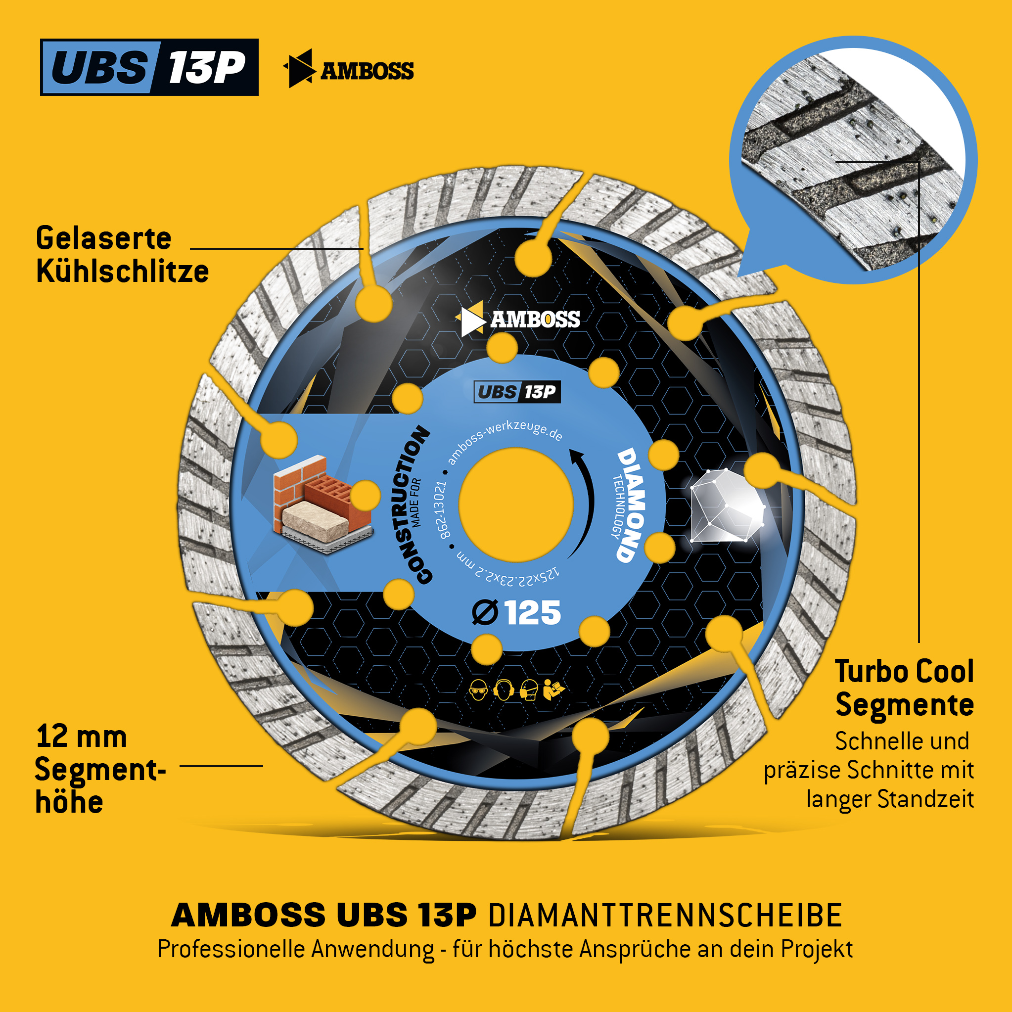 Amboss UBS 13P Diamant Trennscheibe - 125 x 2.2 x 22.2