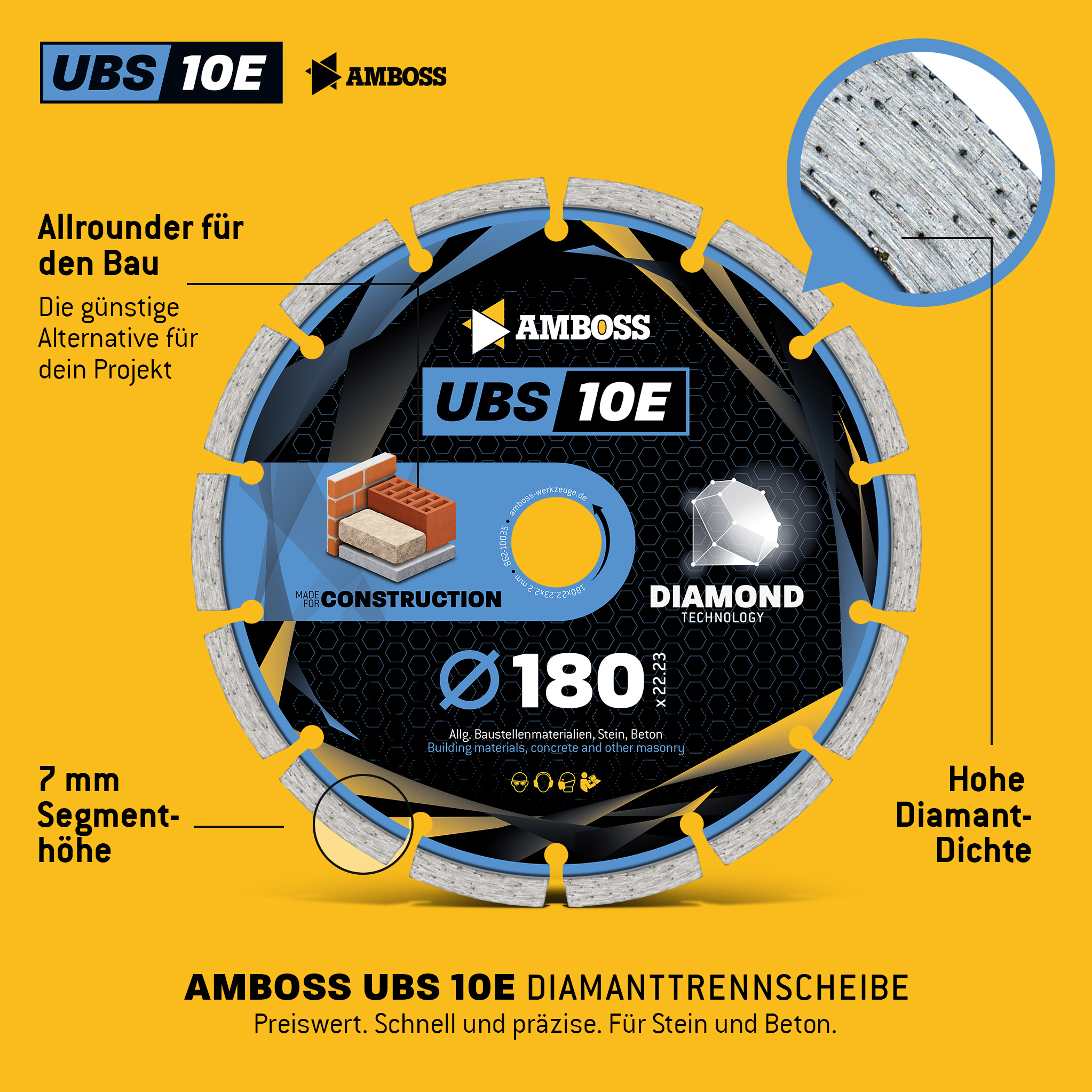 Amboss UBS 10E Diamant Trennscheibe - 180 x 2.2 x 22.2