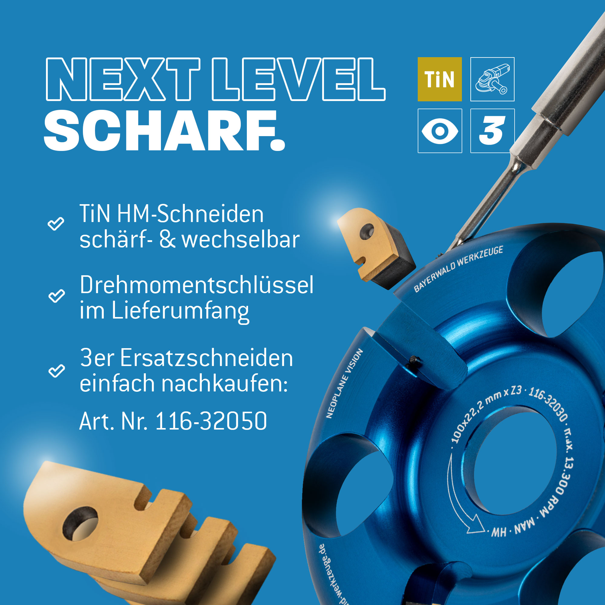 3x NeoPlane Ersatzmesser für Frässcheibe