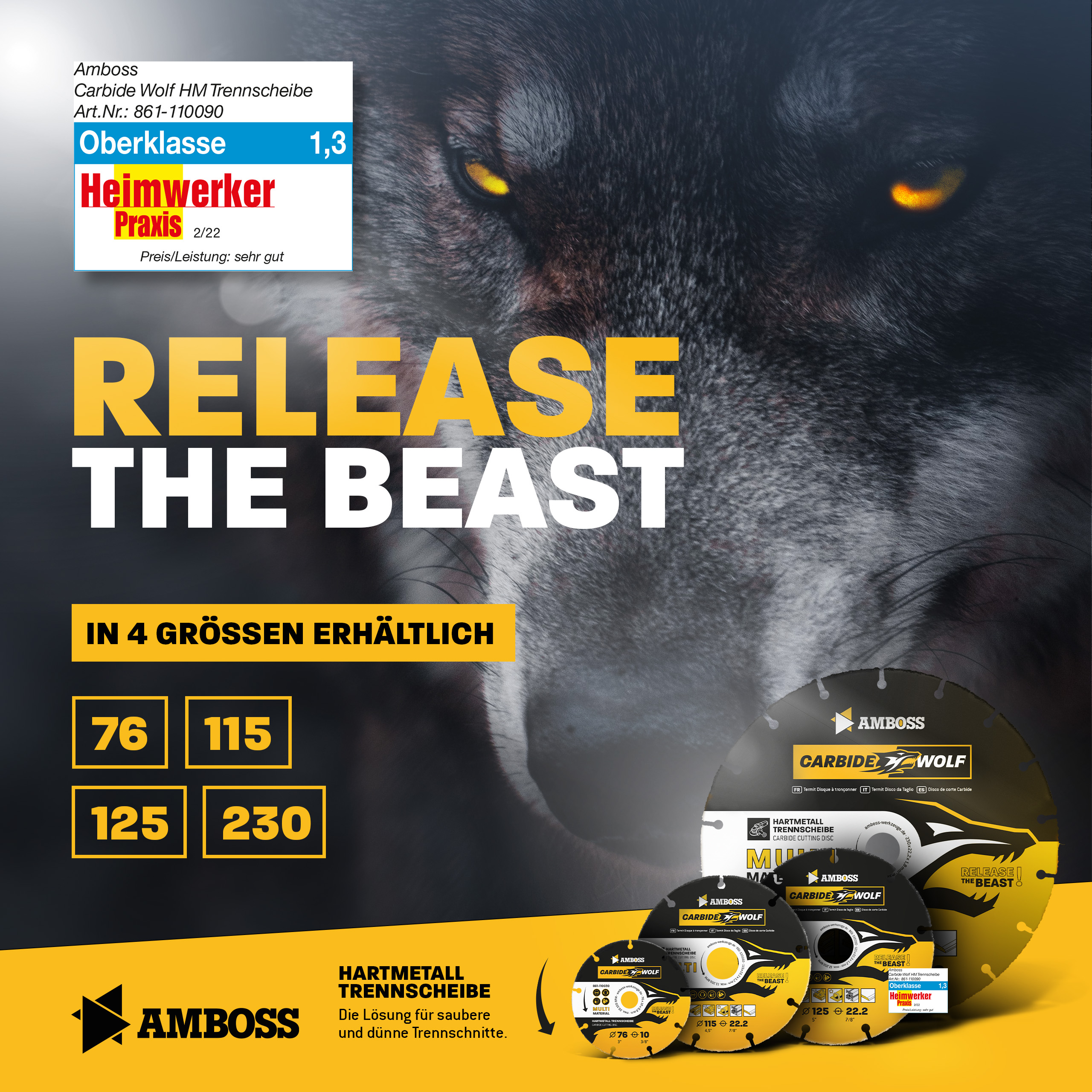 Amboss Carbide Wolf HM Trennscheibe - 76 x 0.8 x 10