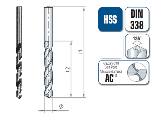 10 x HSS G Spiralbohrer DIN 338 - Ø:4 mm