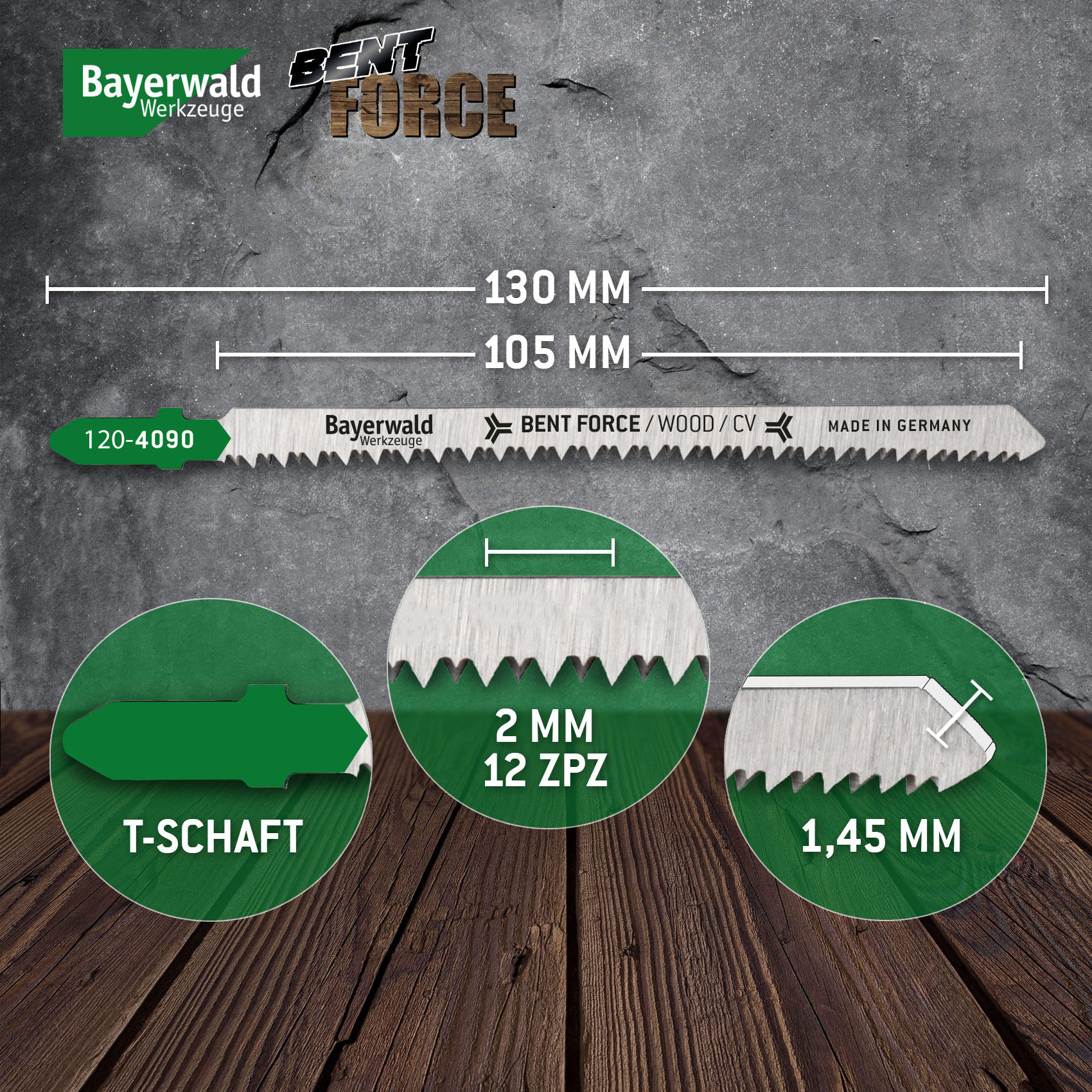 25x Bayerwald Bent Force Stichsägeblätter 130/105mm