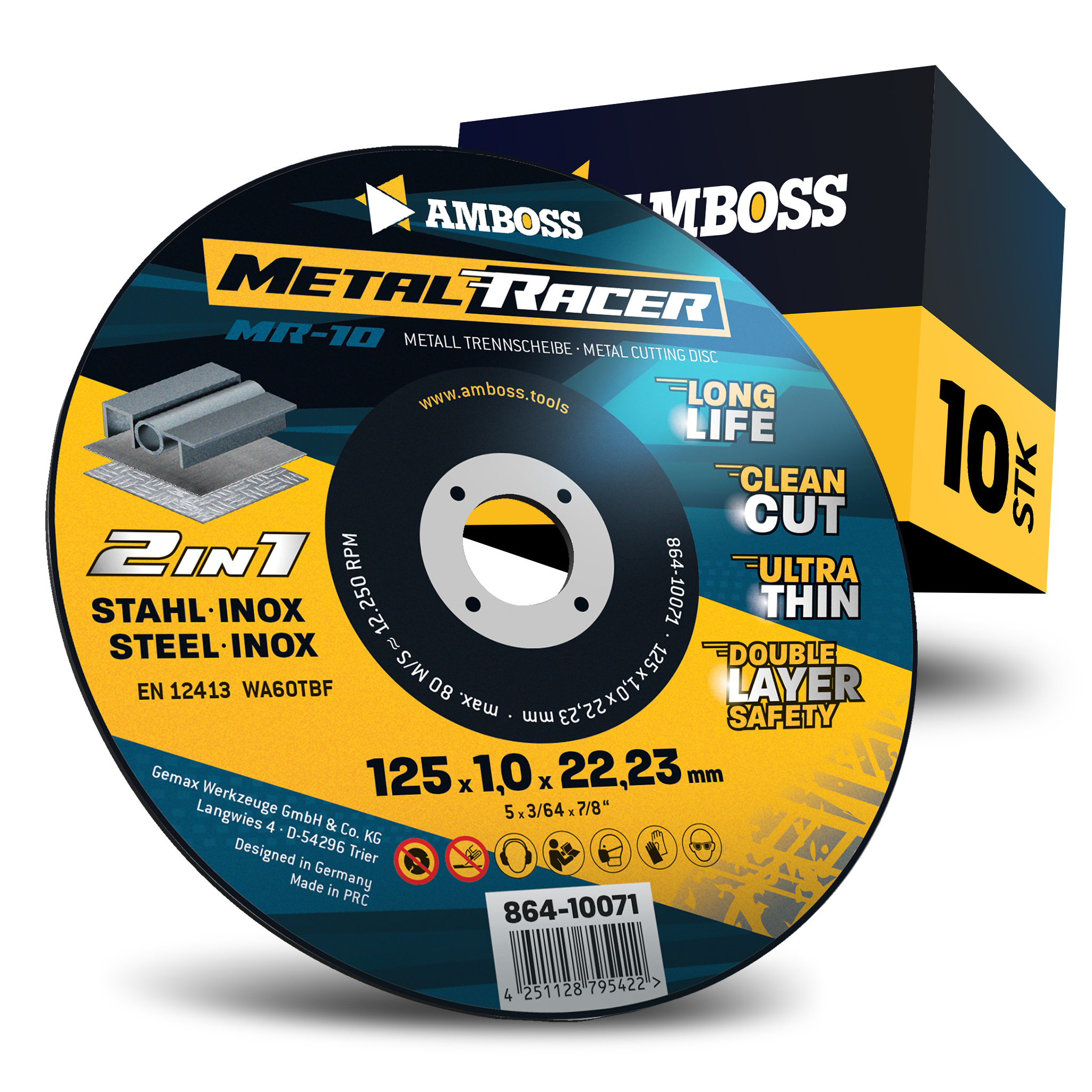 10x Amboss Metal Racer Trennscheibe | Ø125 mm - 1 mm -  22.23 mm |