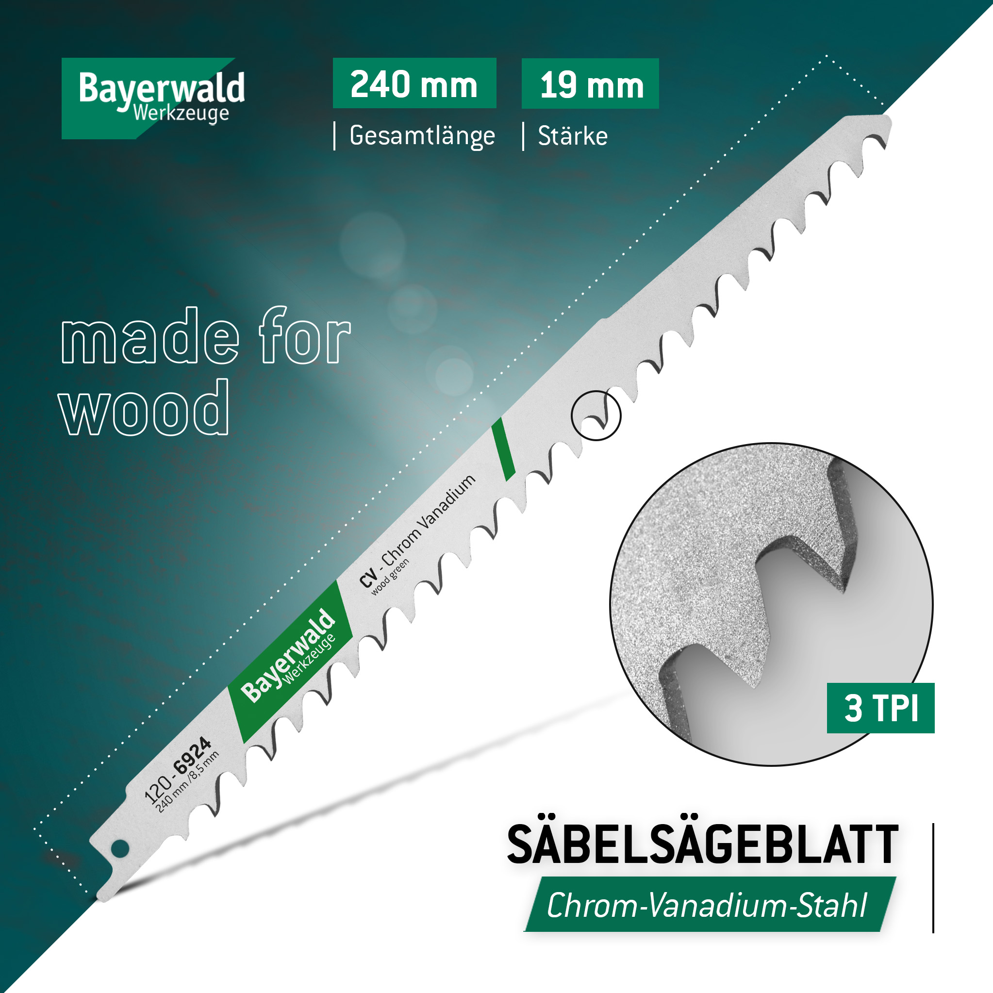 5x Bayerwald Werkzeuge Säbelsägeblatt Länge 230 mm