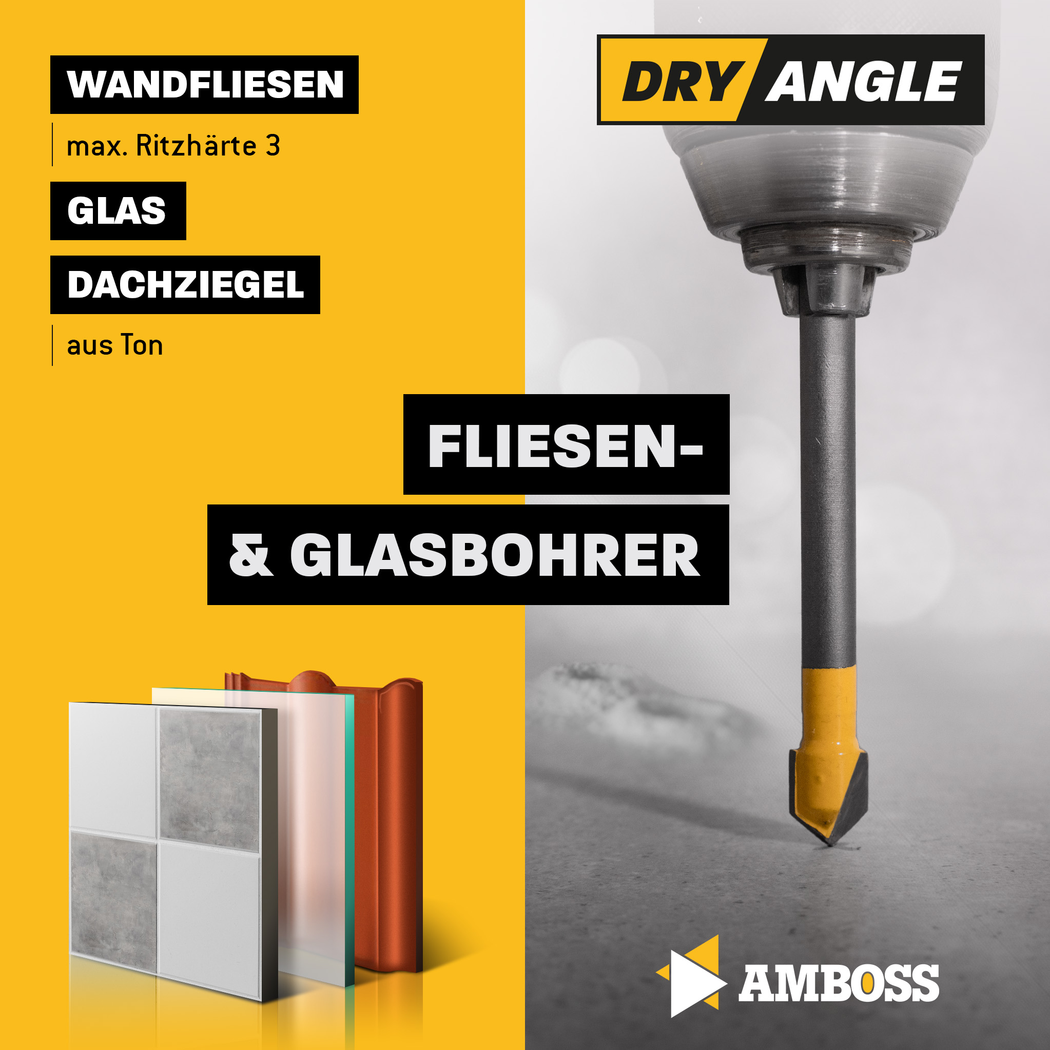 Amboss Dry Angle HM Fliesen- und Glasbohrer - Ø 6 mm - GL: 58 mm