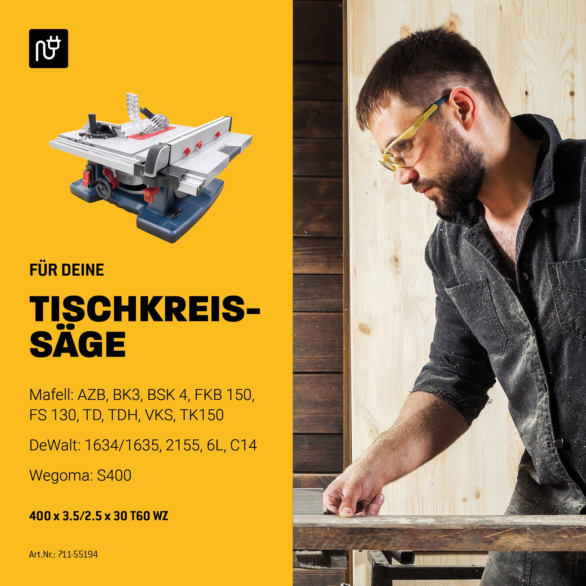 HM Kreissägeblatt - 400 x 3.5/2.5 x 30 Z60 WZ