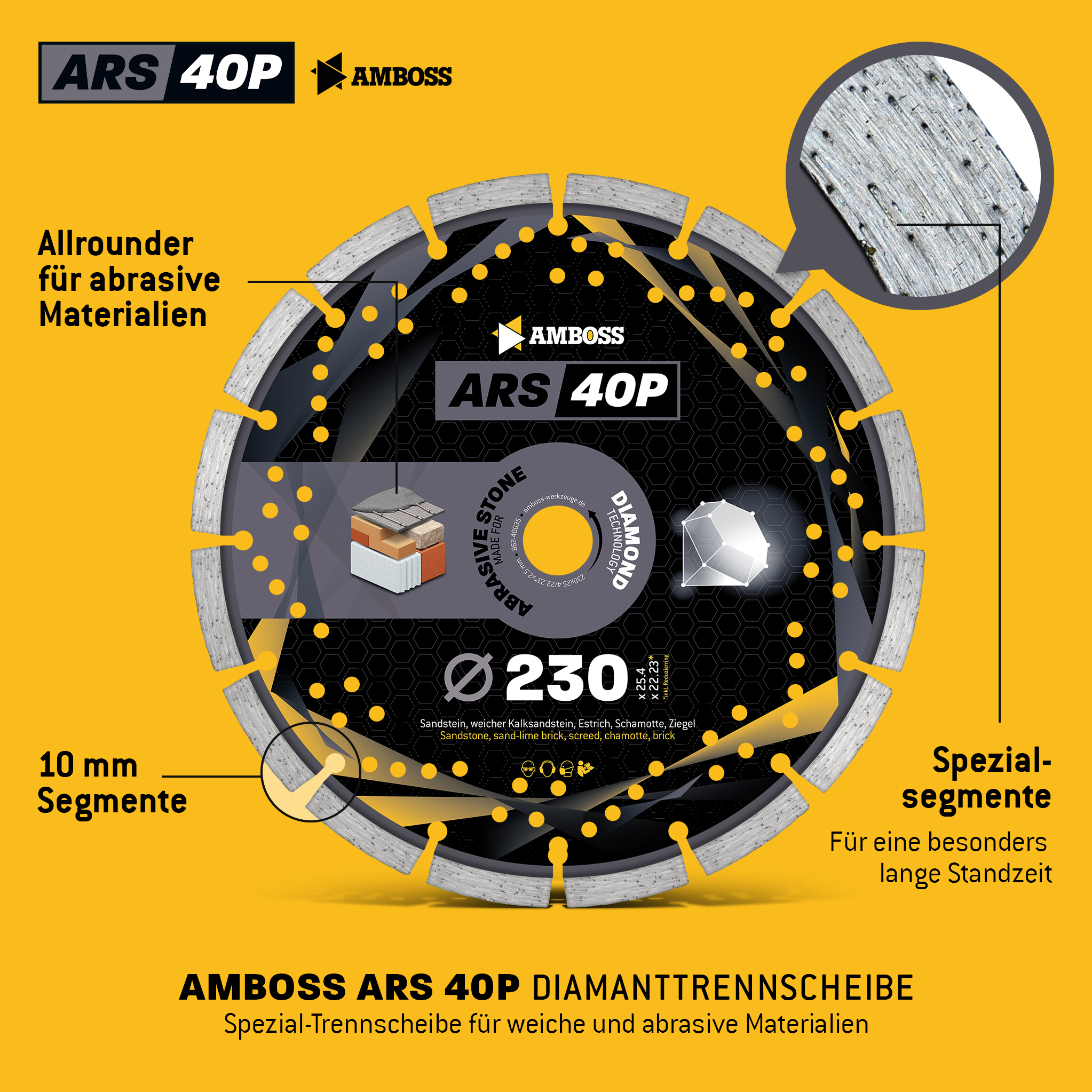 Amboss ARS 40P Diamant Trennscheibe - 230 x 2.5 x 25.4