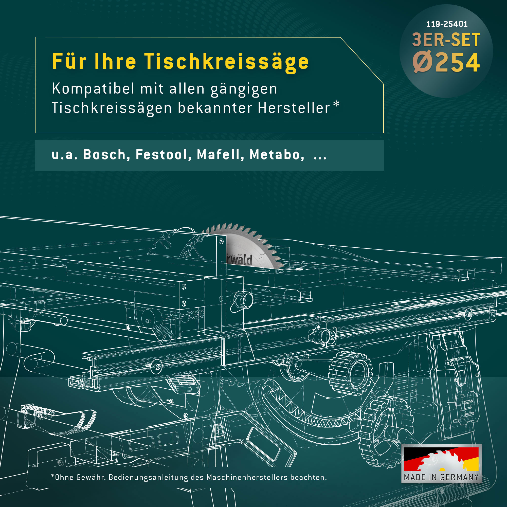 Kreissägeblatt Set 254 für Bosch GTS 10 - der Allrounder