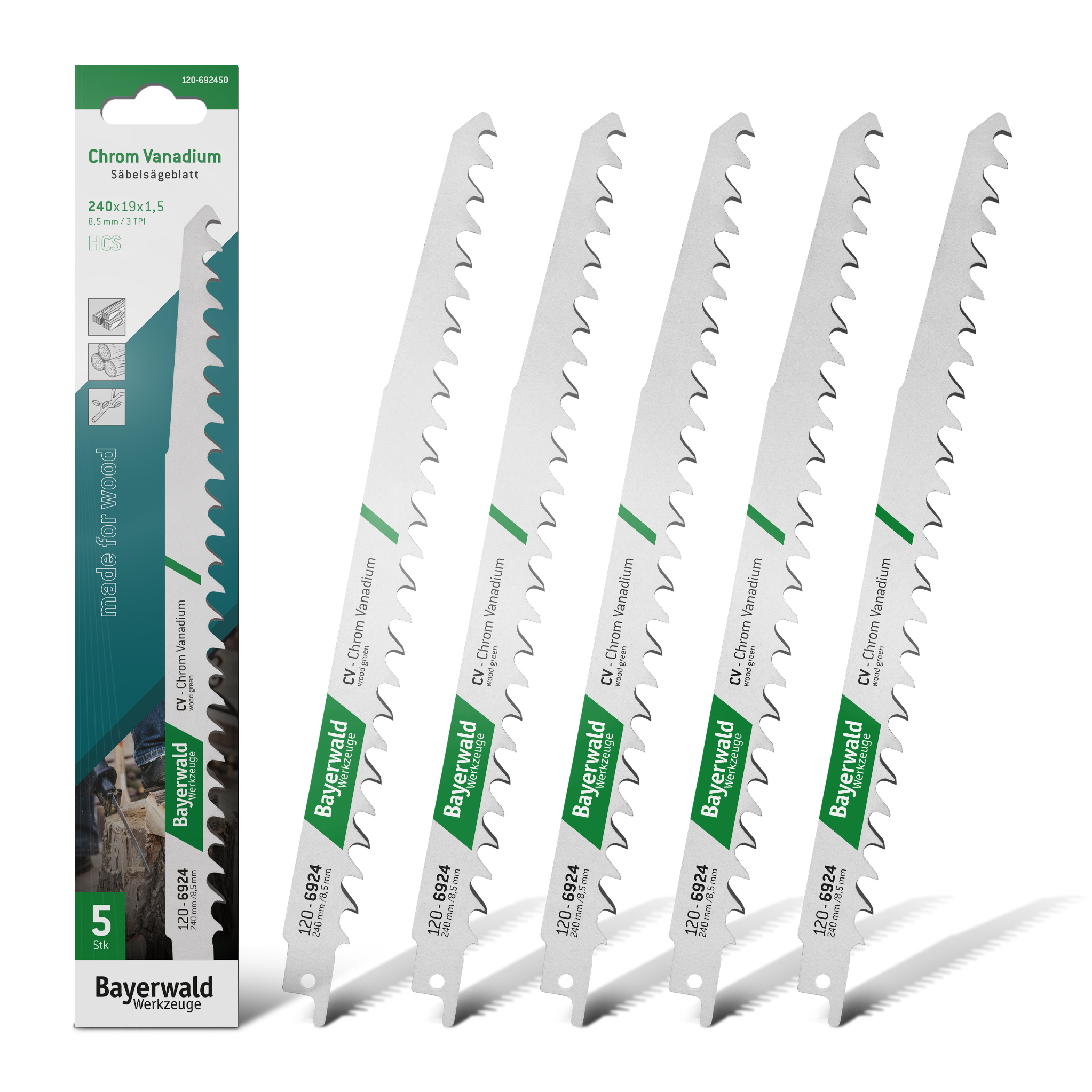 5x Bayerwald Werkzeuge Säbelsägeblatt Länge 230 mm