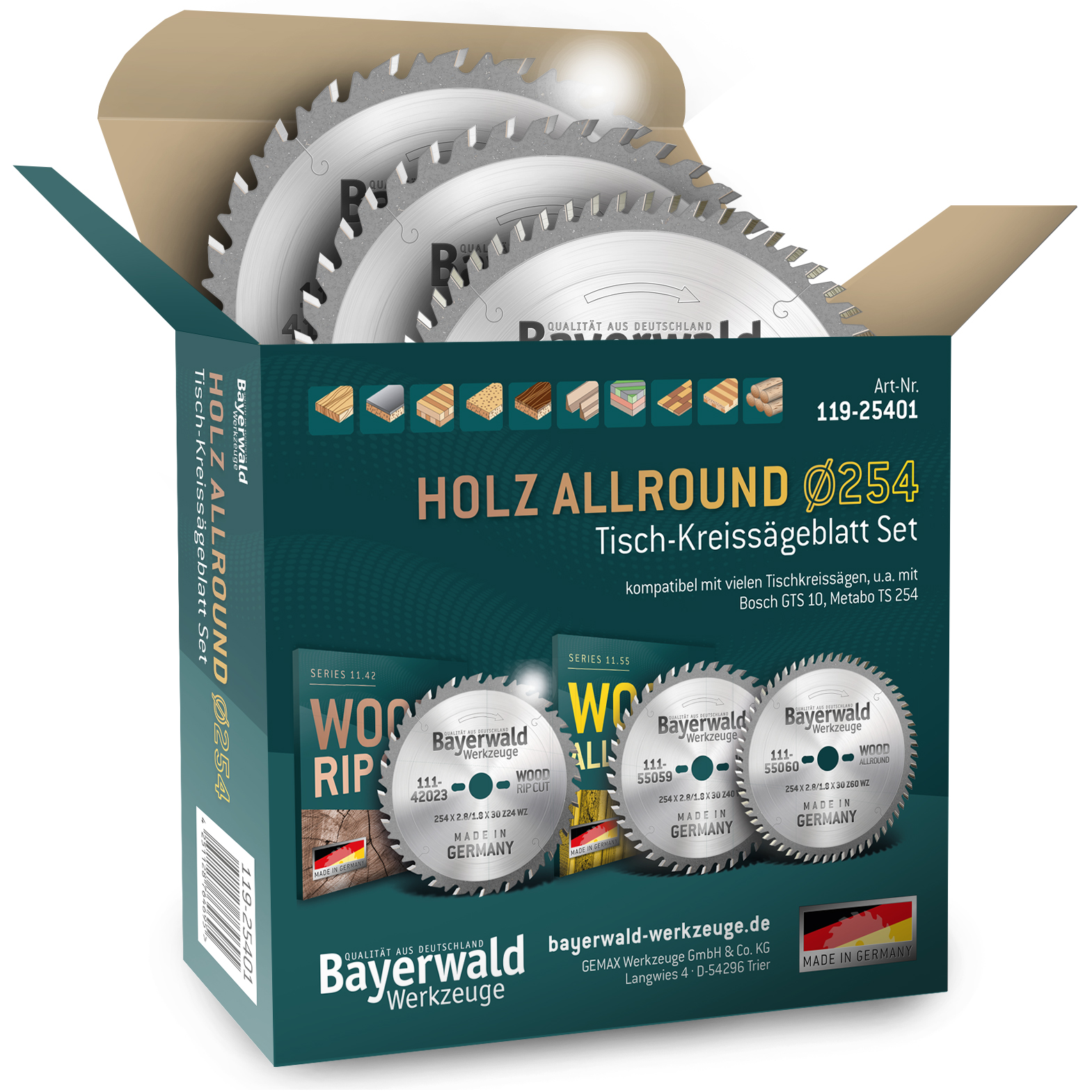 Kreissägeblatt Set 254 für Bosch GTS 10 - der Allrounder