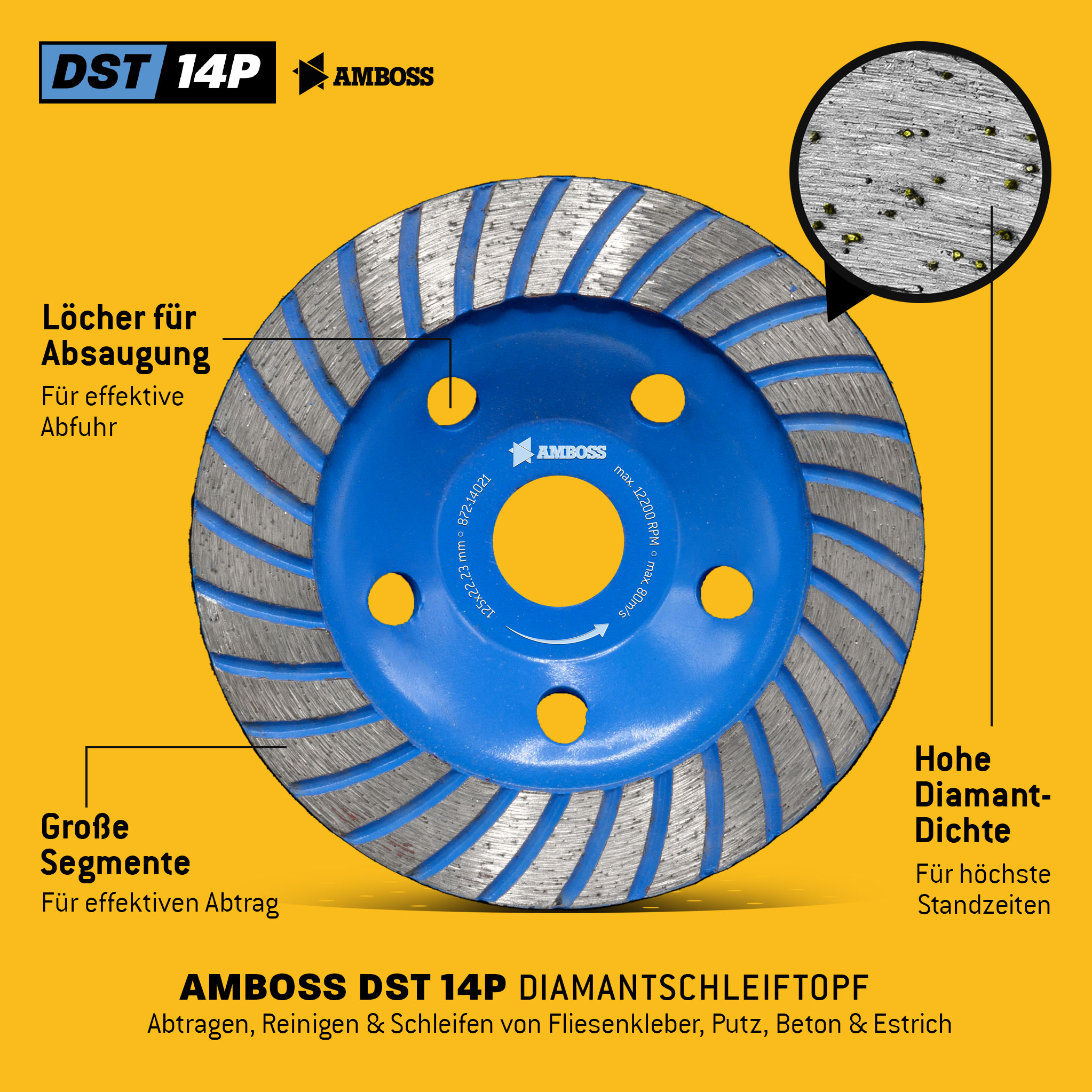 Amboss DST 14P Diamant Schleiftopf Ø 125 mm x  22.23