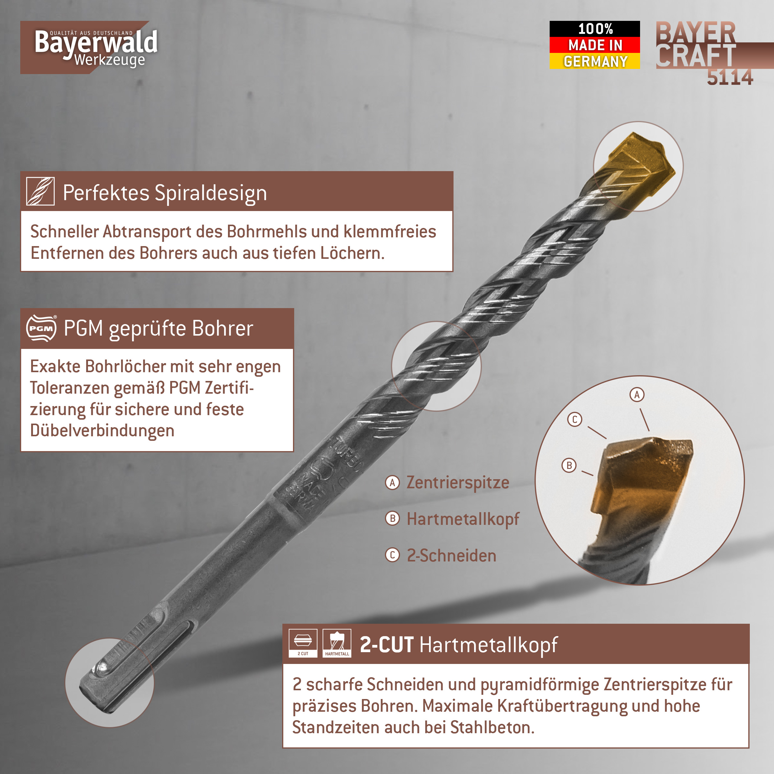 1x Hammerbohrer 400 mm SDS Plus Schaft - Ø:12 mm - GL: 400 mm