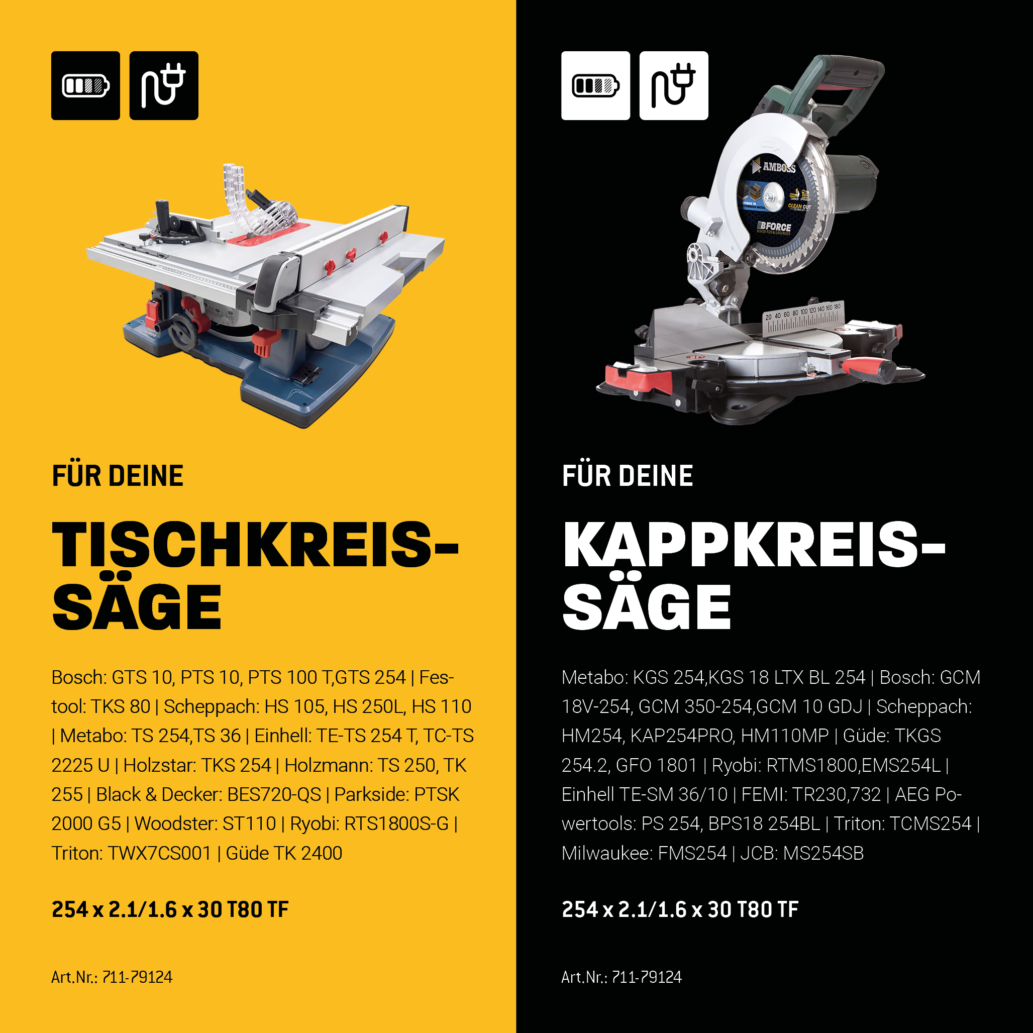 HM Kreissägeblatt - 254 x 2.1/1.6 x 30  Z80 TF