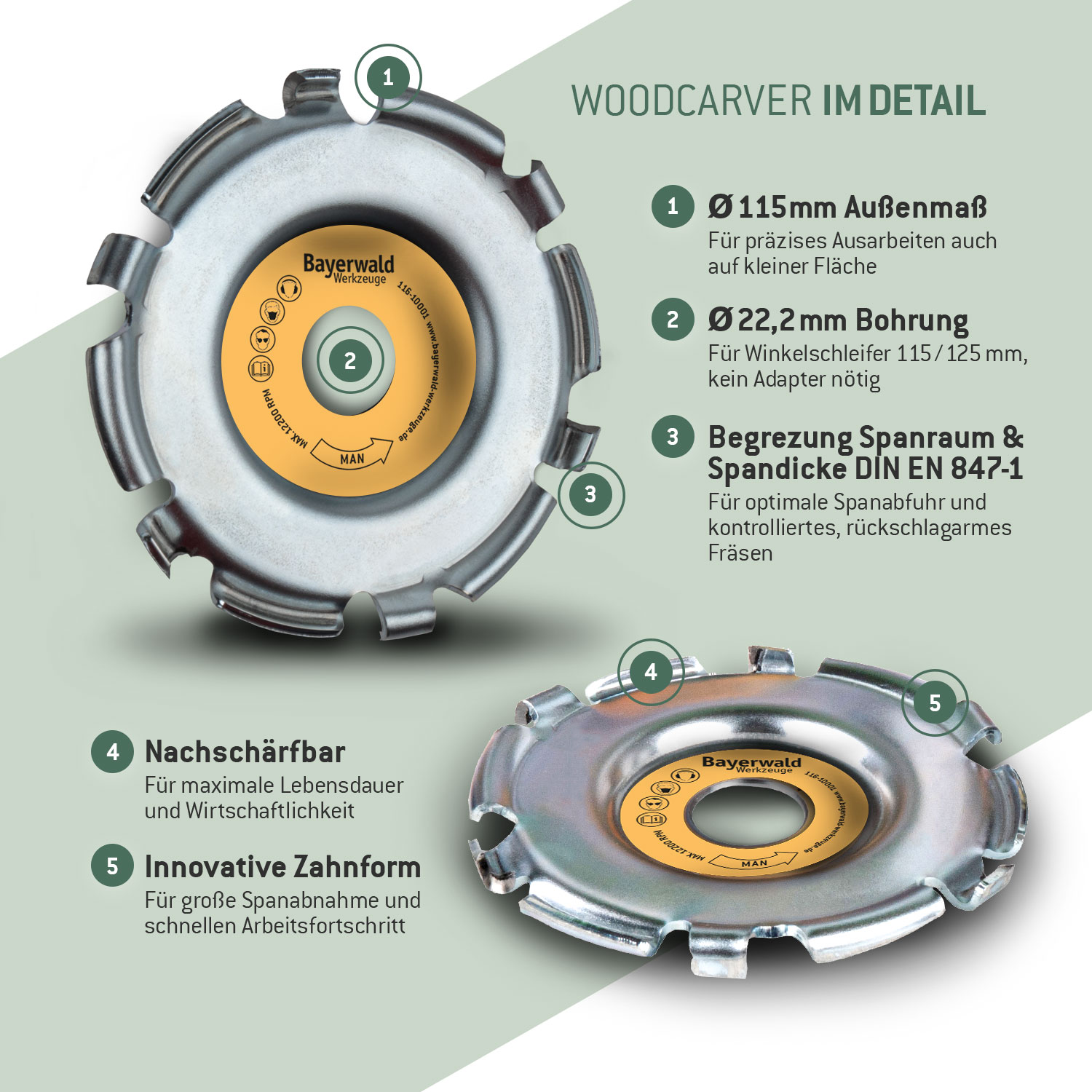 Bayerwald Woodcarver Ø115 mm / 22,2 mm Bohrung