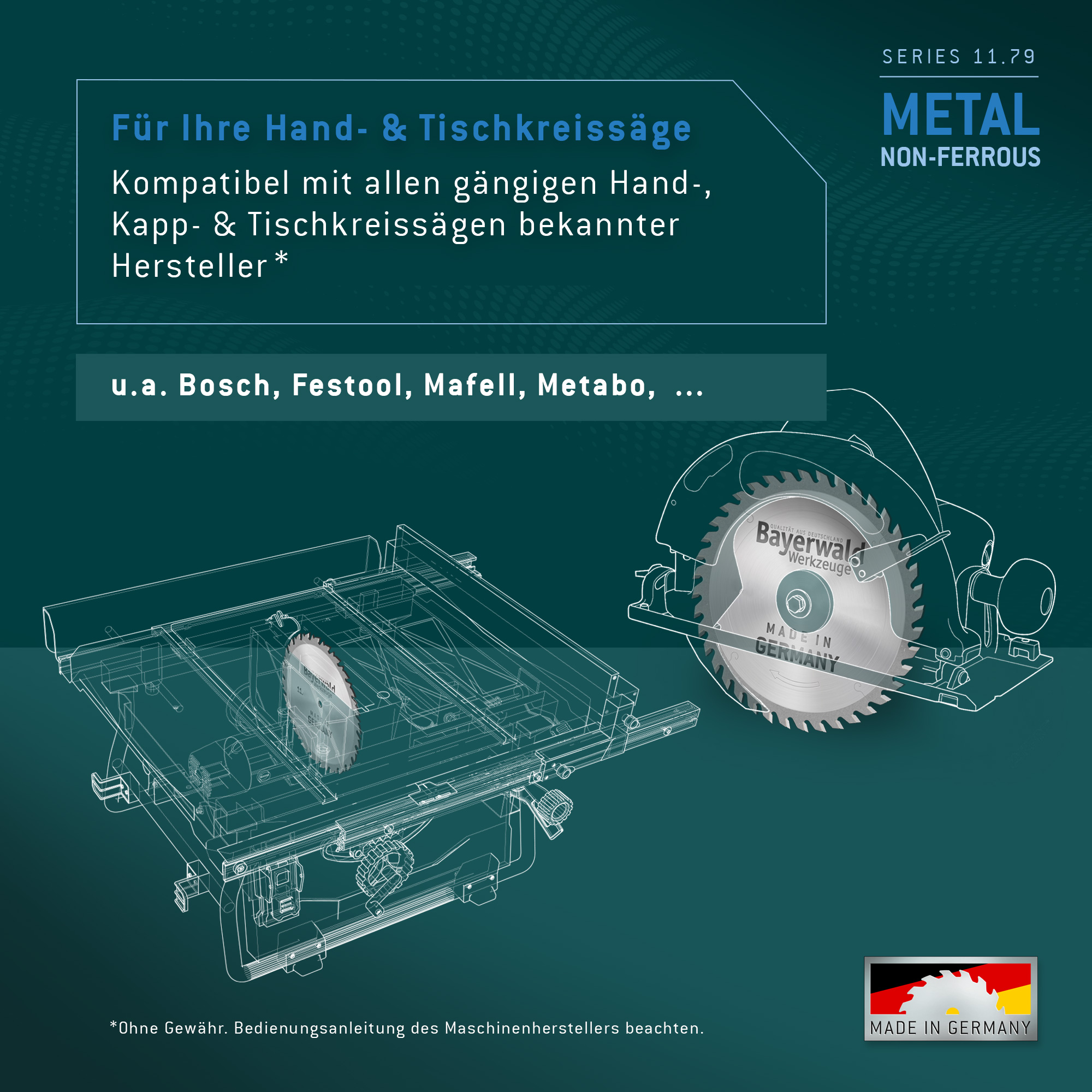 HM Kreissägeblatt - 190 x 2.6/2 FF Z58 TF neg. für Festool CS 50