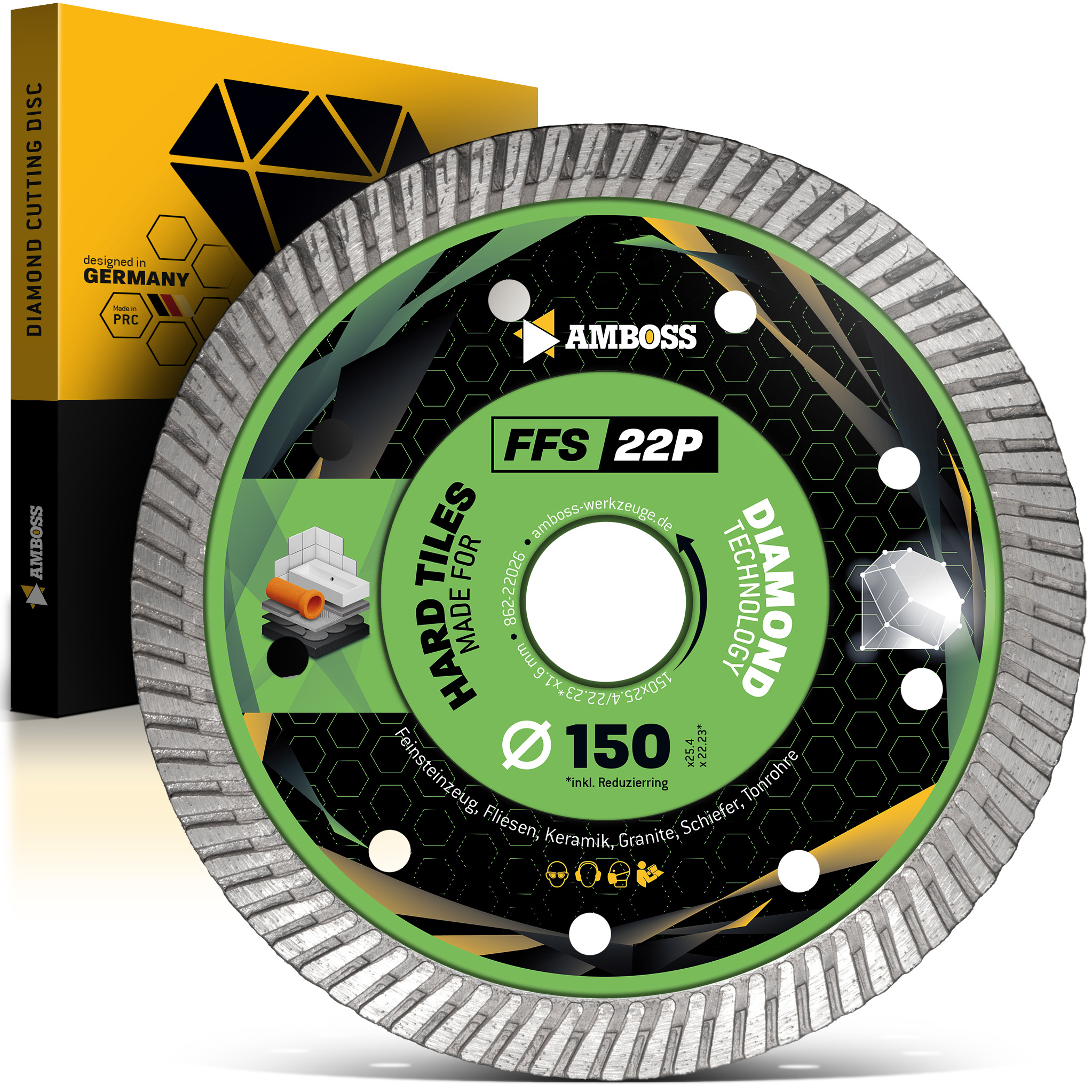 FFS 22P Diamant Trennscheibe 150 x 1.6 x 25.4/22.2