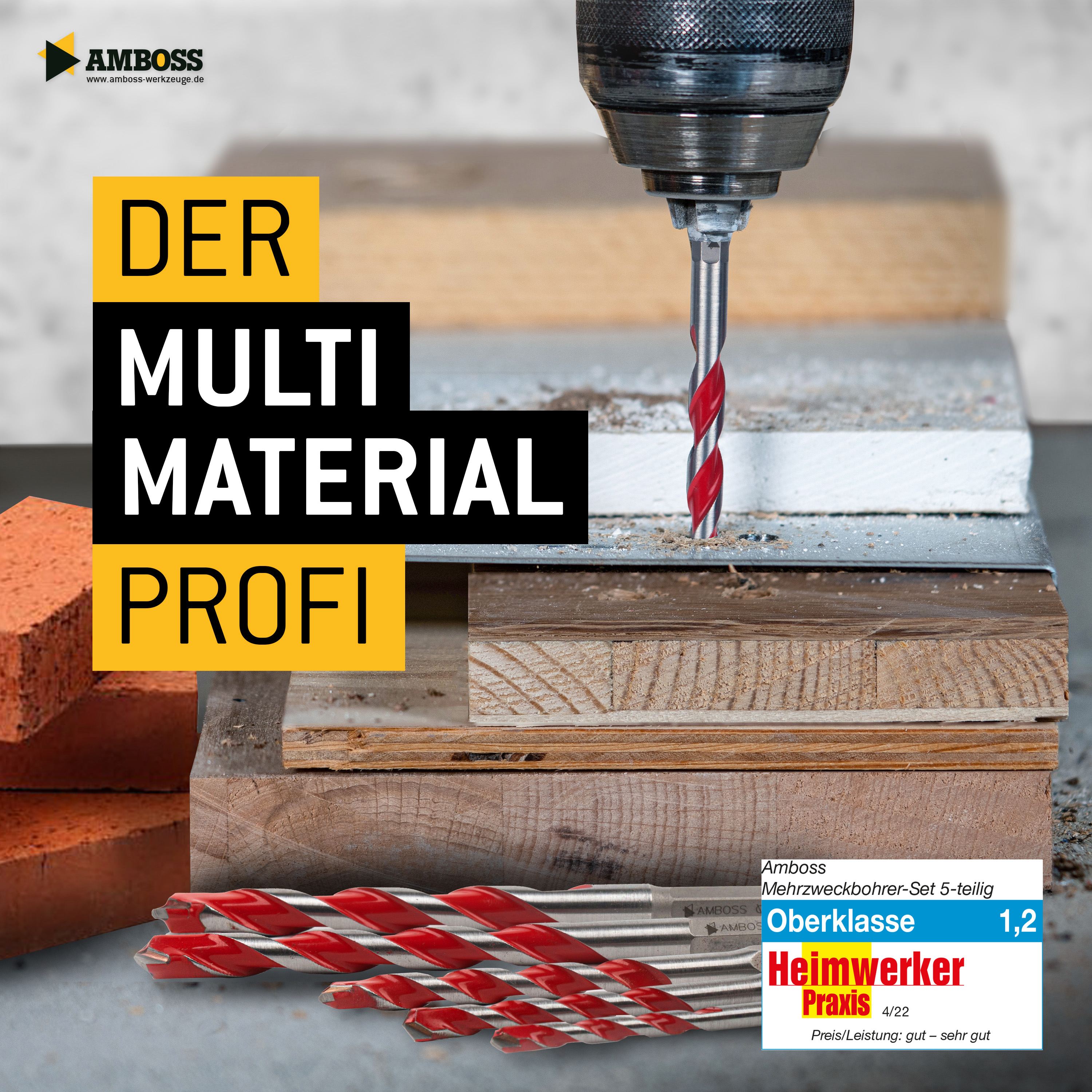 Amboss Mehrzweck Bohrer Satz 5-tlg. Ø 4.0-10.0 mm