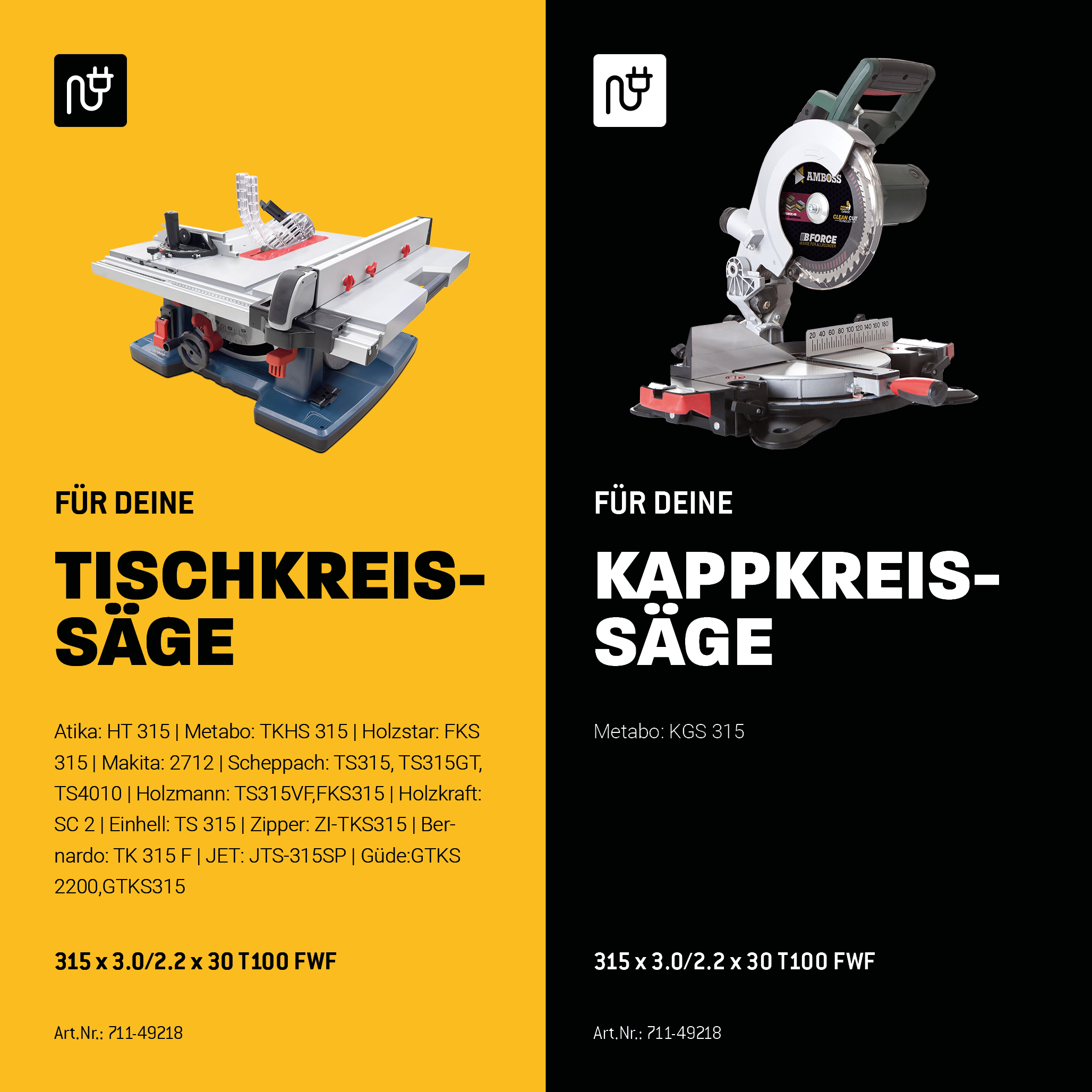 HM Kreissägeblatt - 315 x 3/2.2 x 30 Z100 FWF