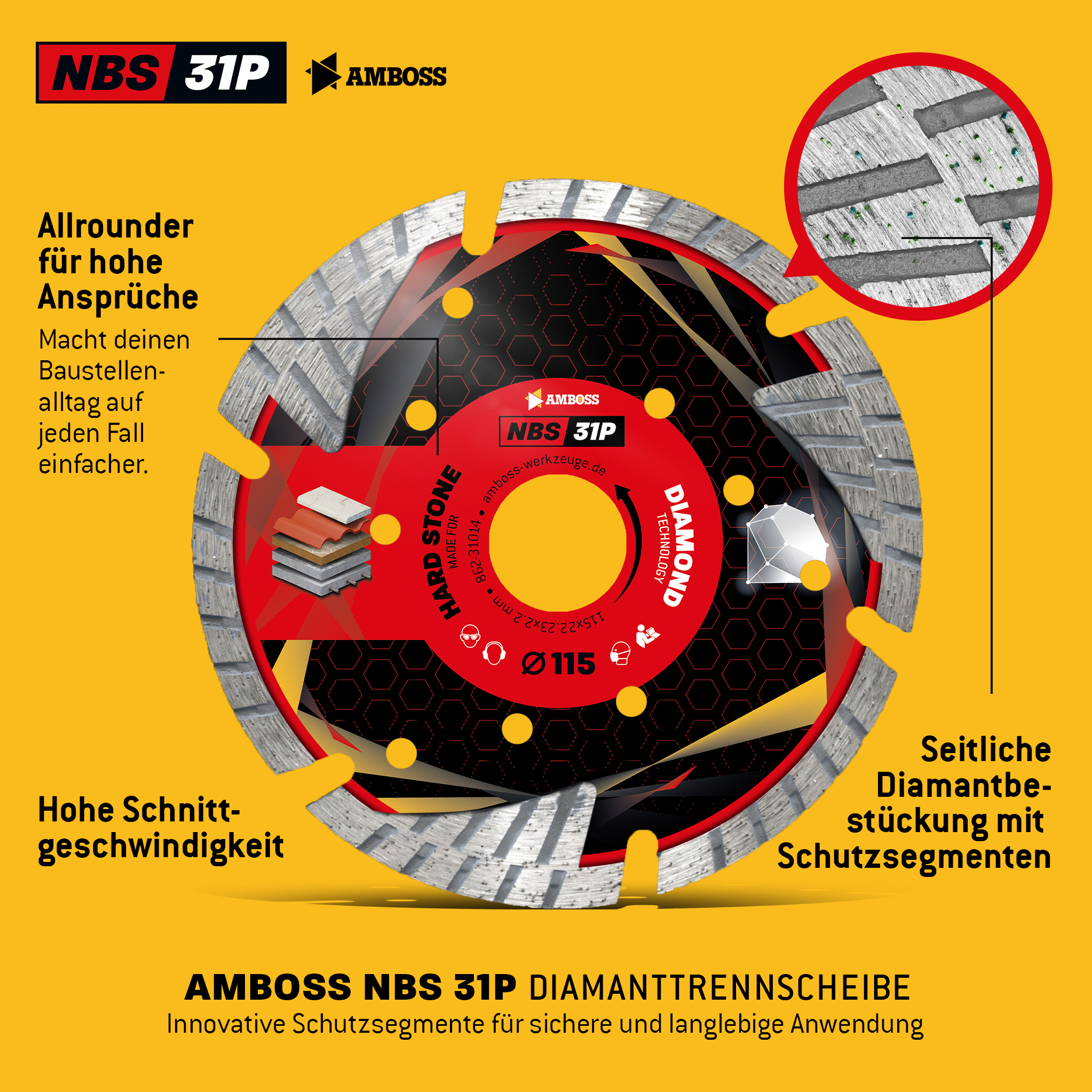 Amboss NBS 31P Diamant Trennscheibe - 115 x 2.2 x 22.2