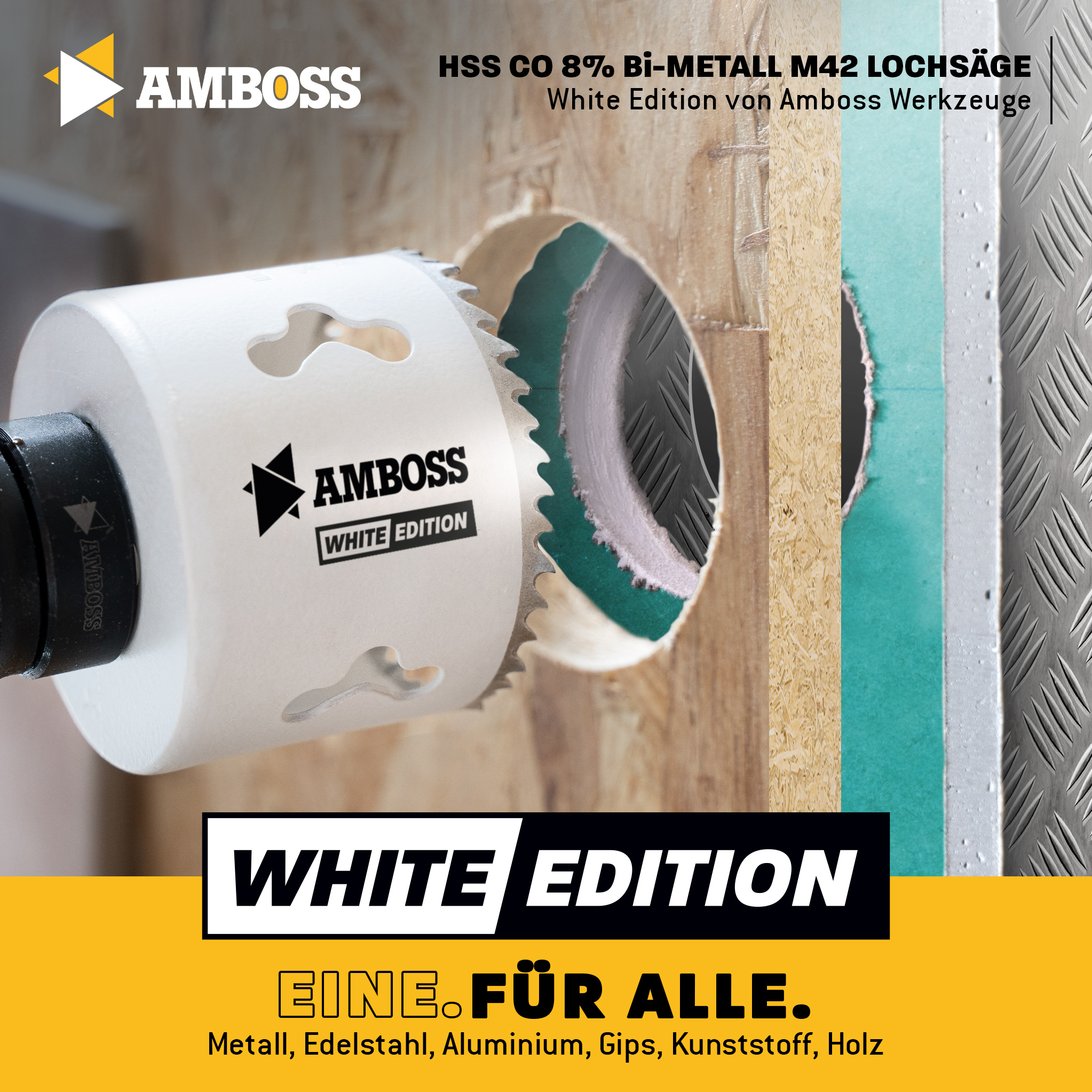 Amboss BiMetall Lochsägen Set White Edition 17 - M42 Power Set 17tlg. Ø20 bis 83 mm