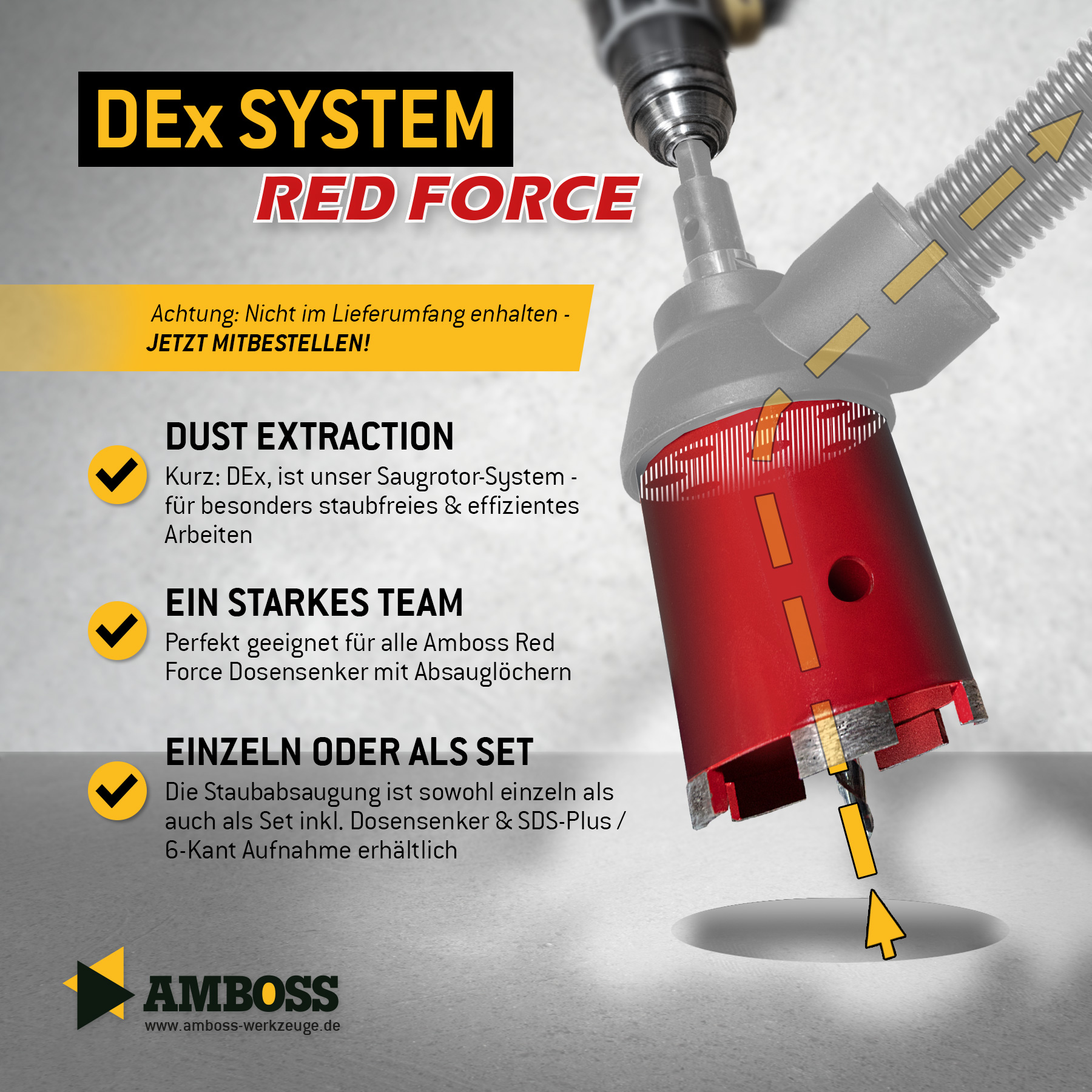 Amboss Dosensenker Ø 82 mm (für Absaugung) - M16-Aufnahme (Schnitttiefe 90 mm)