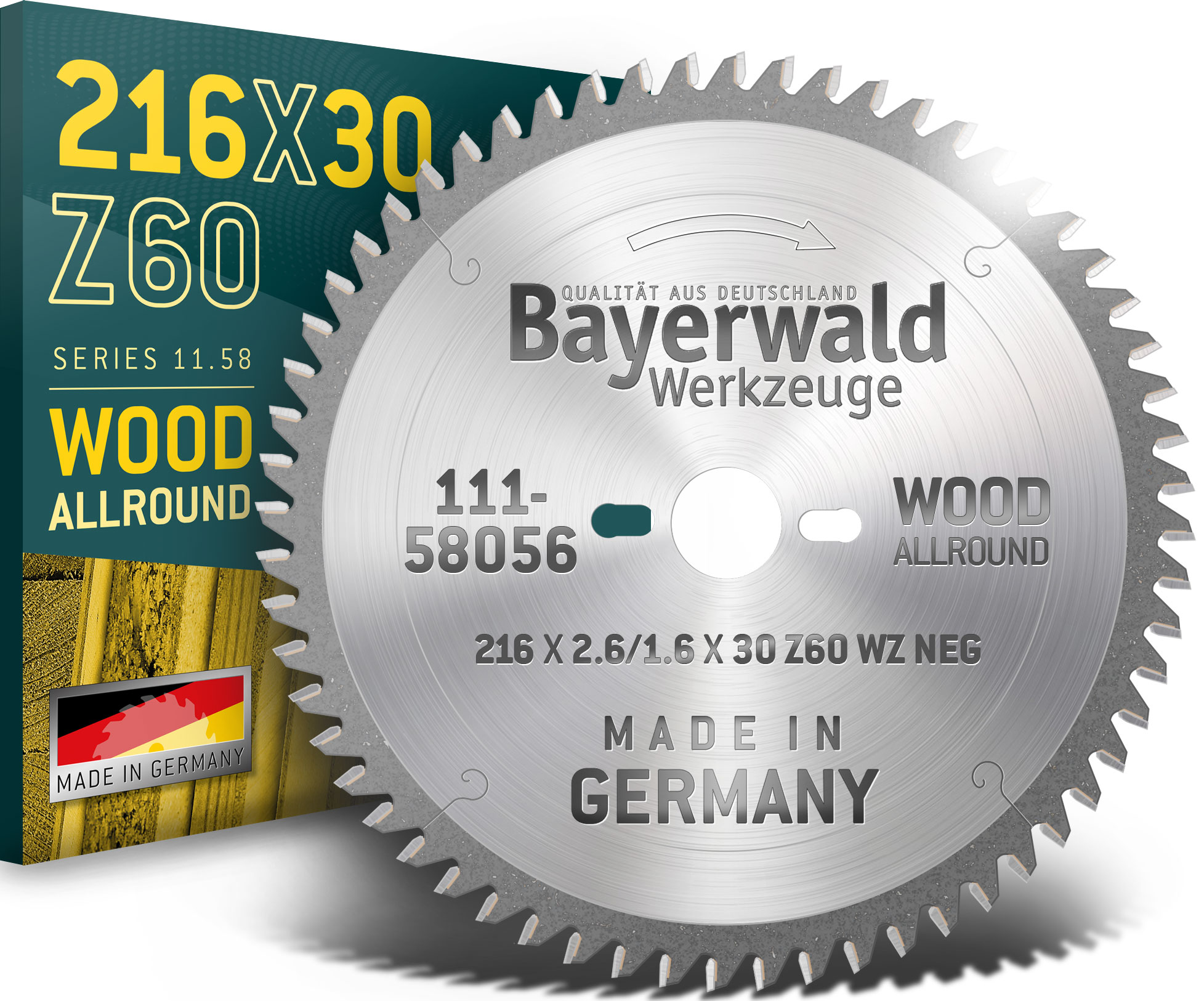 HM Kreissägeblatt - 216 x 2.6/1.6 x 30 Z60 WZ neg.