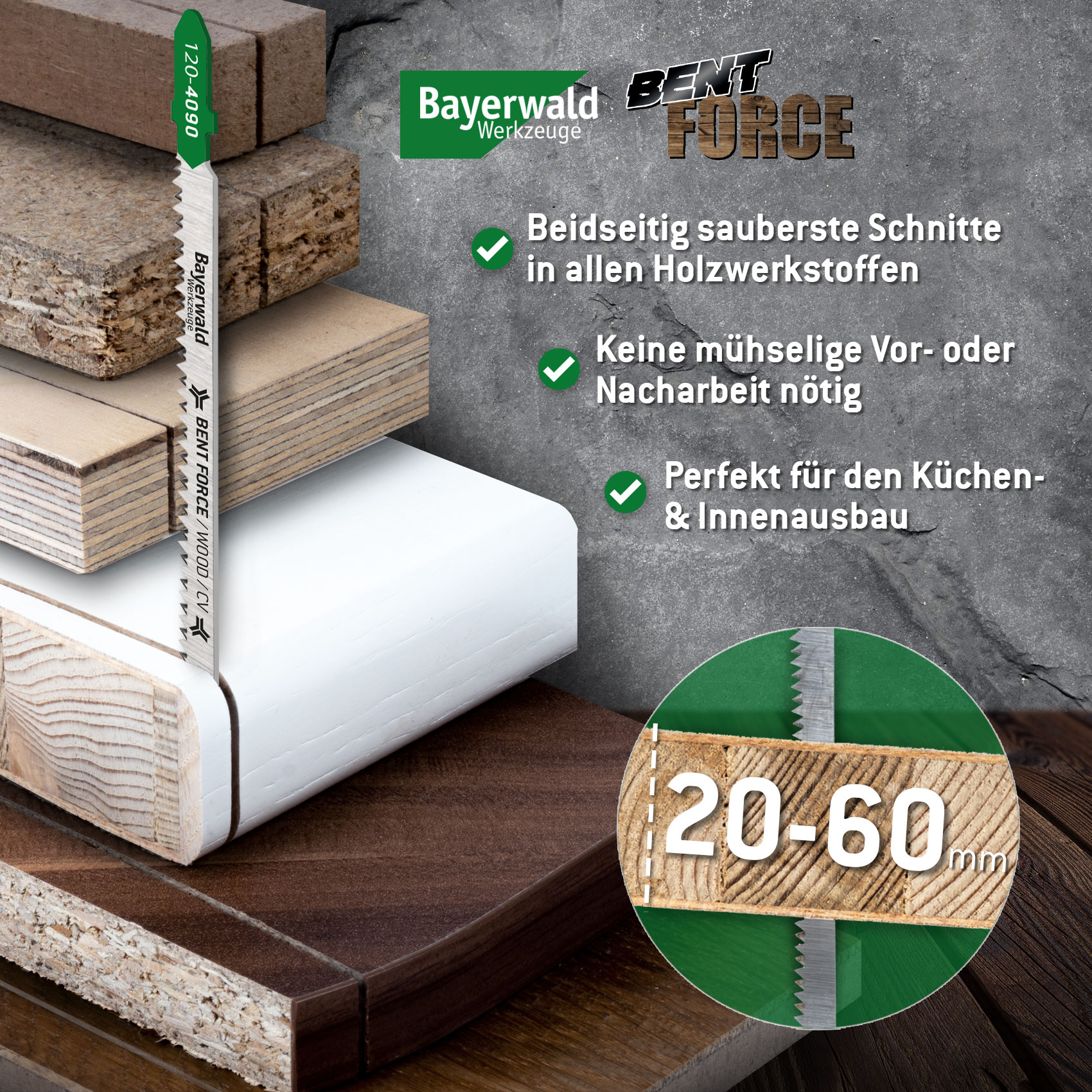 25x Bayerwald Bent Force Stichsägeblätter 130/105mm