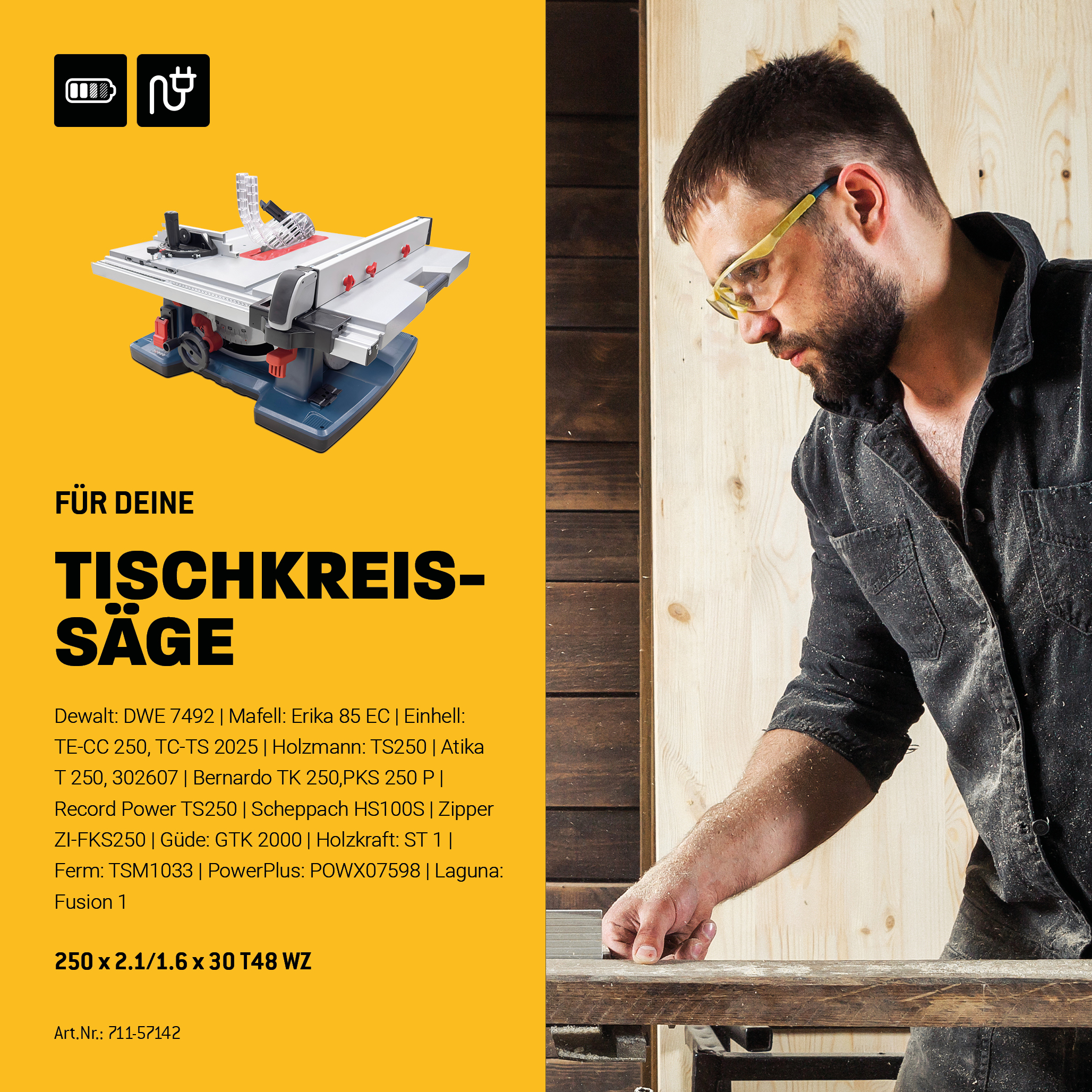 HM Kreissägeblatt - 250 x 2.1/1.6 x 30 Z48 WZ