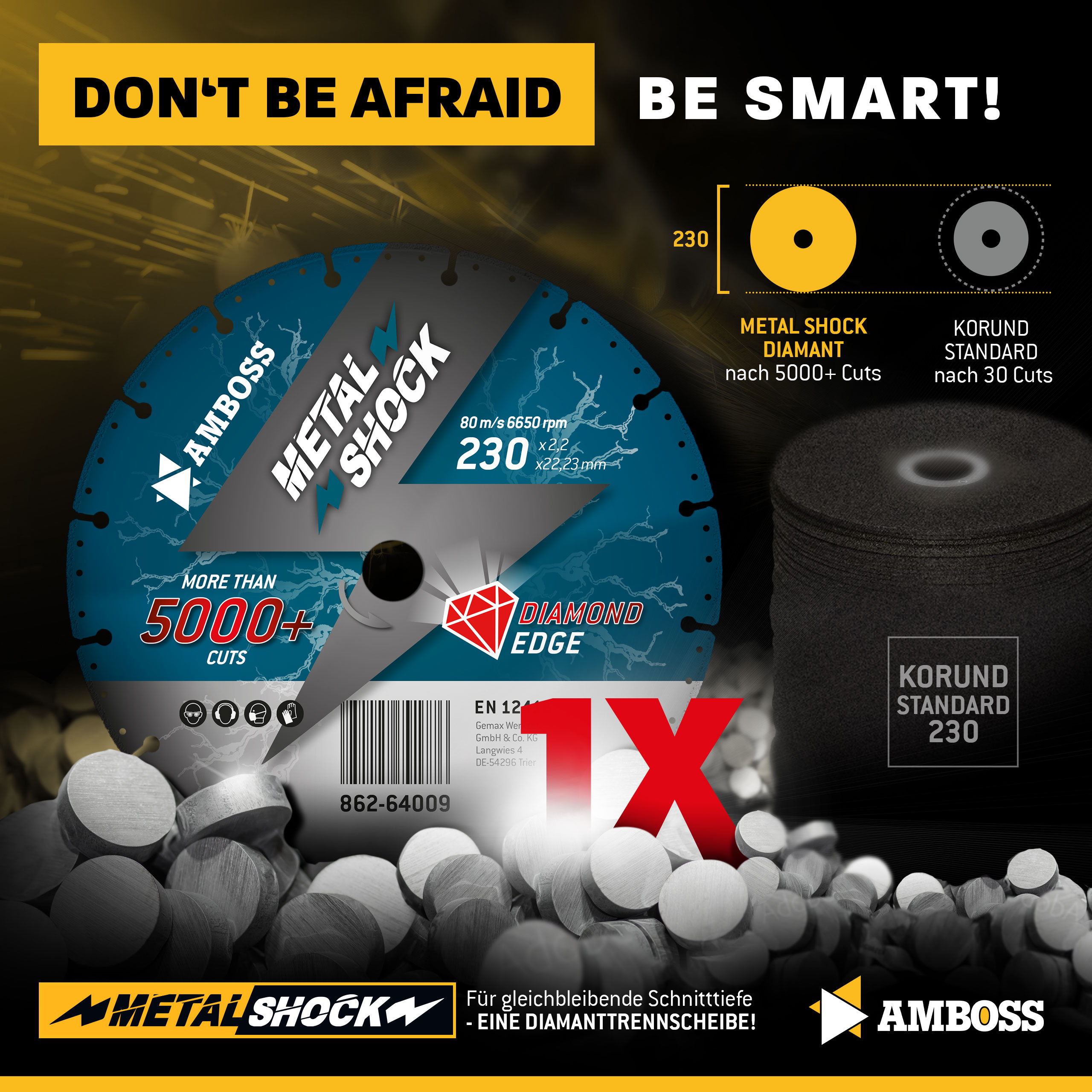 Amboss Metal Shock 5000+ - Diamant Trennscheibe 230 x 2,2 x 22,23 mm
