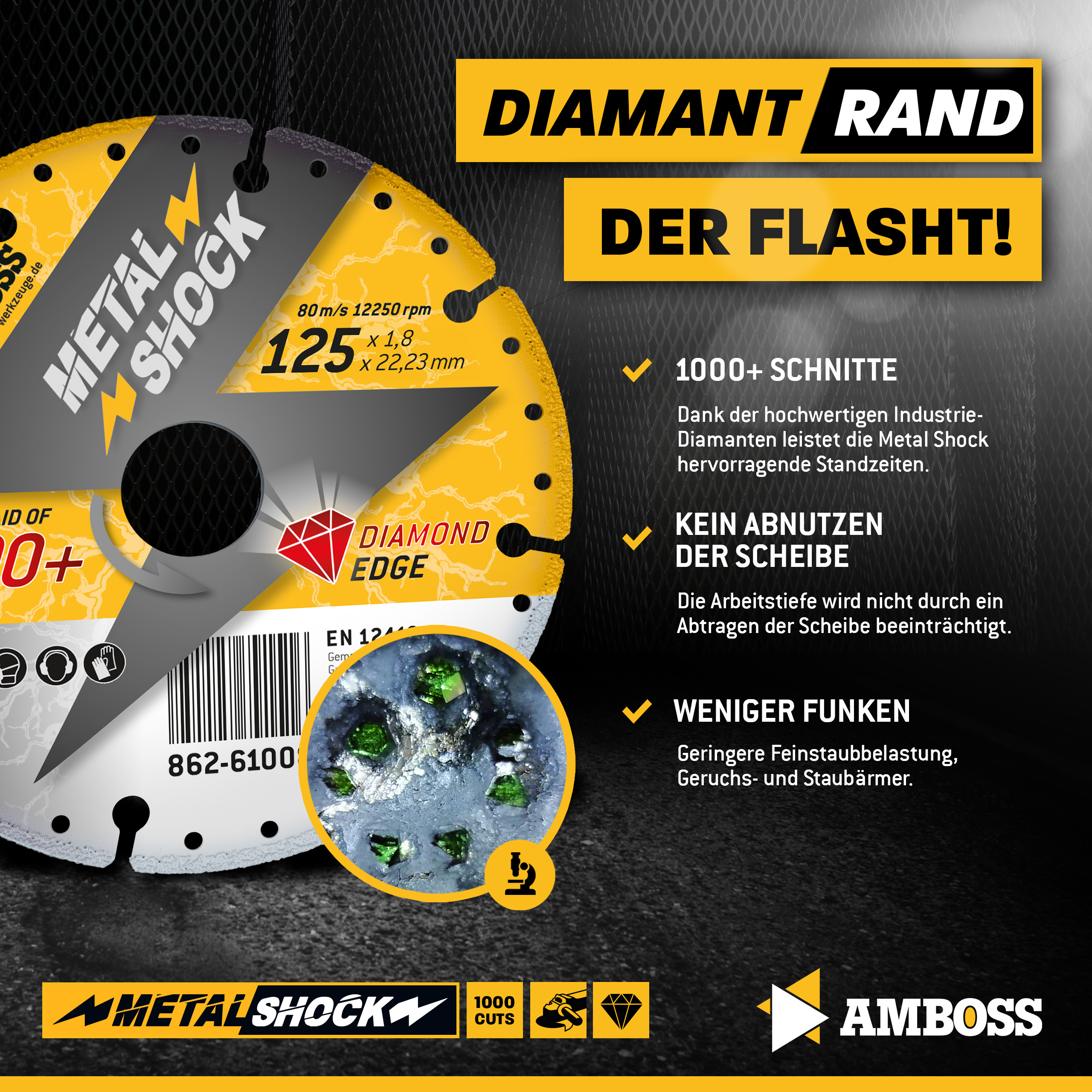 Amboss Metal Shock 1000+ - Diamant Trennscheibe 125 x 1,8 x 22,23 mm