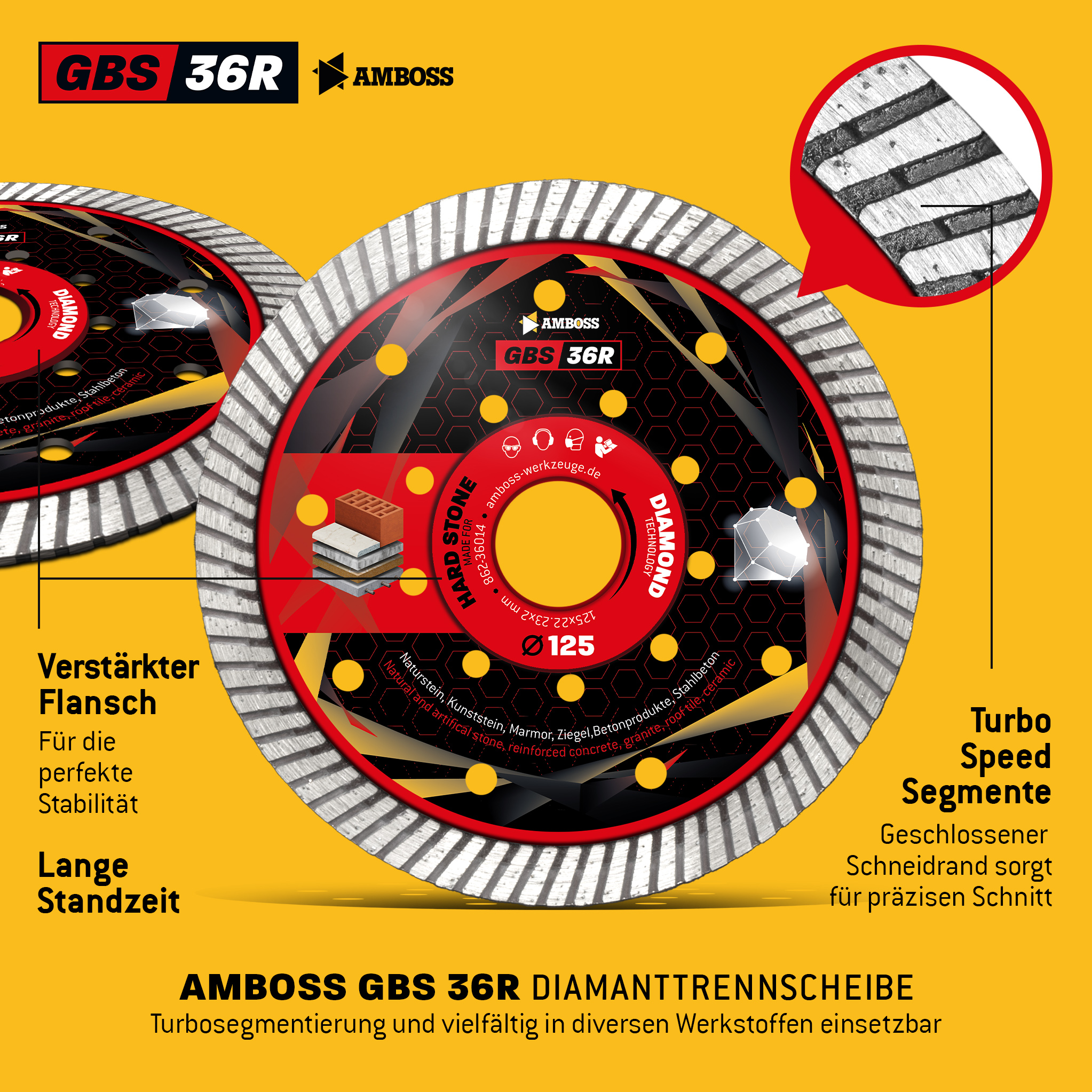 Amboss GBS 36R Diamant Trennscheibe - 125 x 2 x 22.2