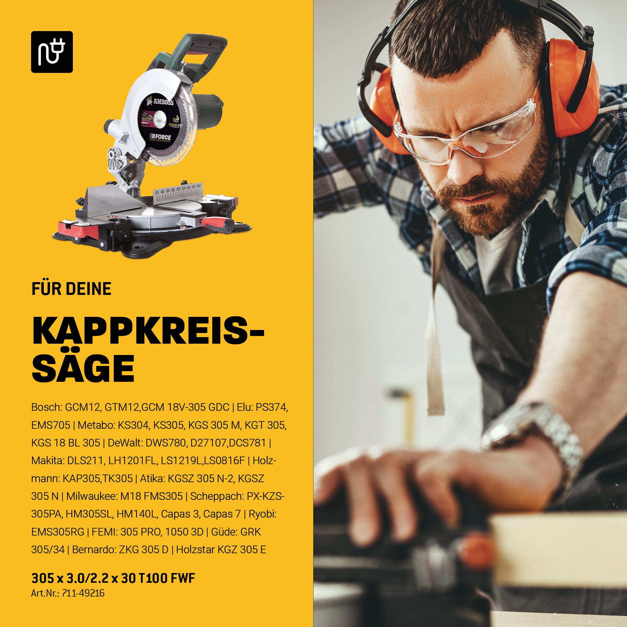 HM Kreissägeblatt - 305 x 3/2.2 x 30 Z100 FWF
