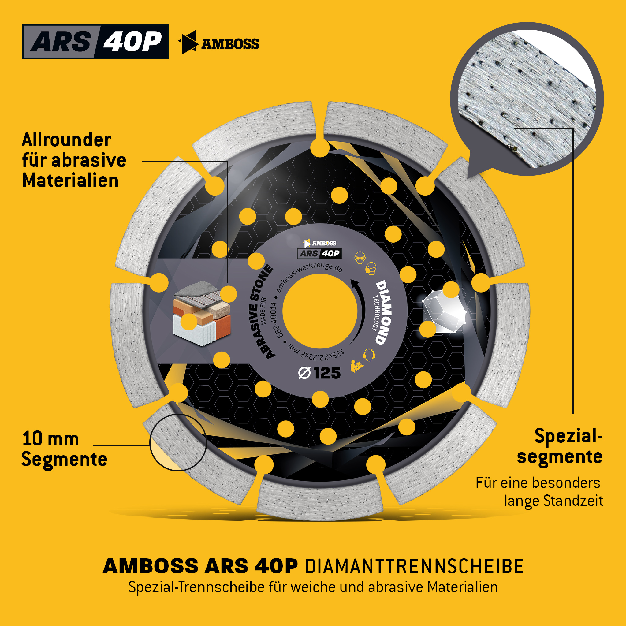 Amboss ARS 40P Diamant Trennscheibe - 125 x 2 x 22.2