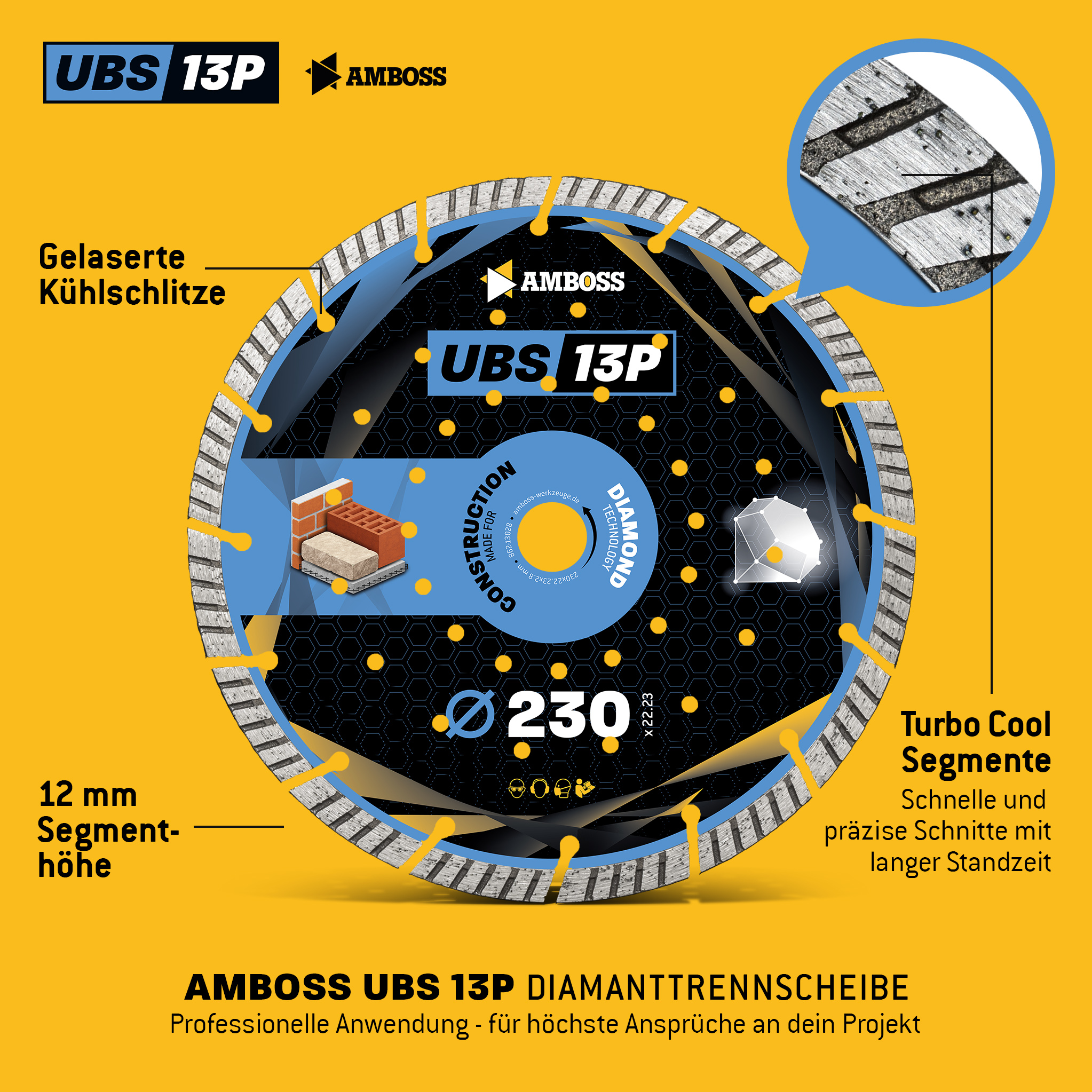 Amboss UBS 13P Diamant Trennscheibe - 230 x 2.8 x 22.2