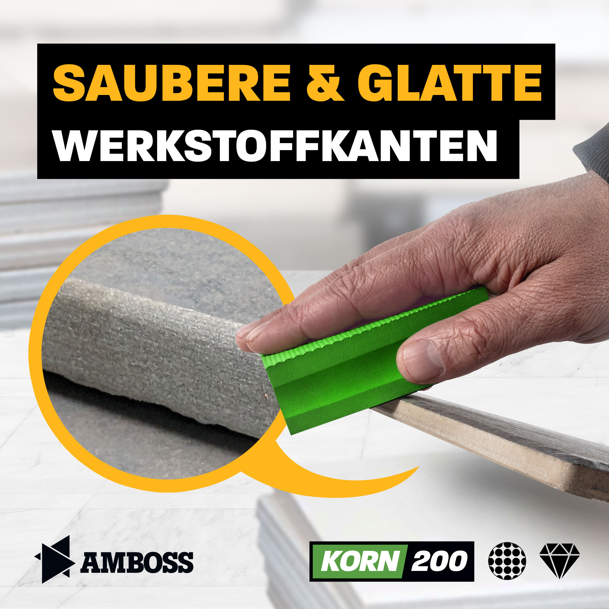Amboss Diamant Schleifpad Korn: 200