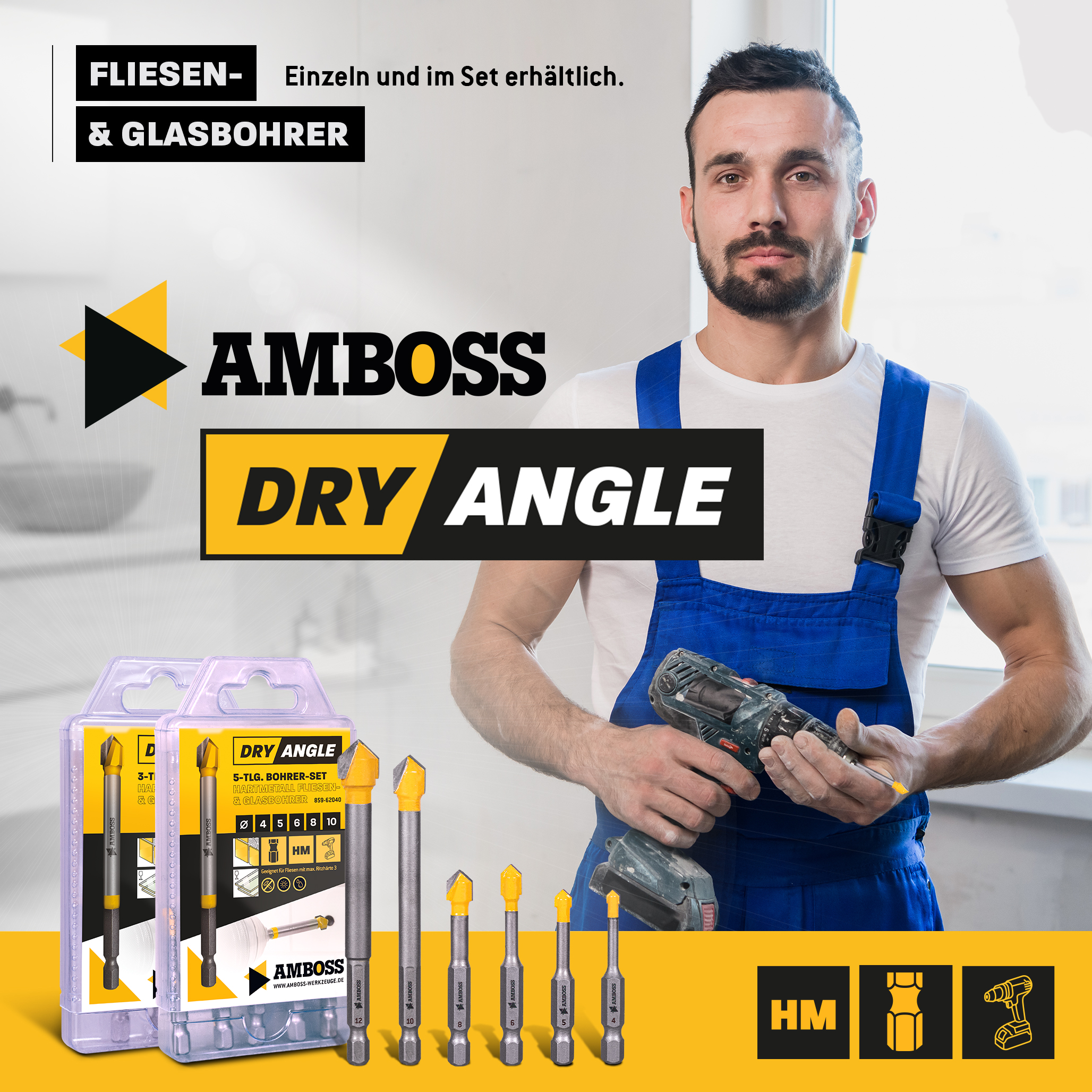 Amboss Dry Angle HM Fliesen- und Glasbohrer - Ø 6 mm - GL: 58 mm