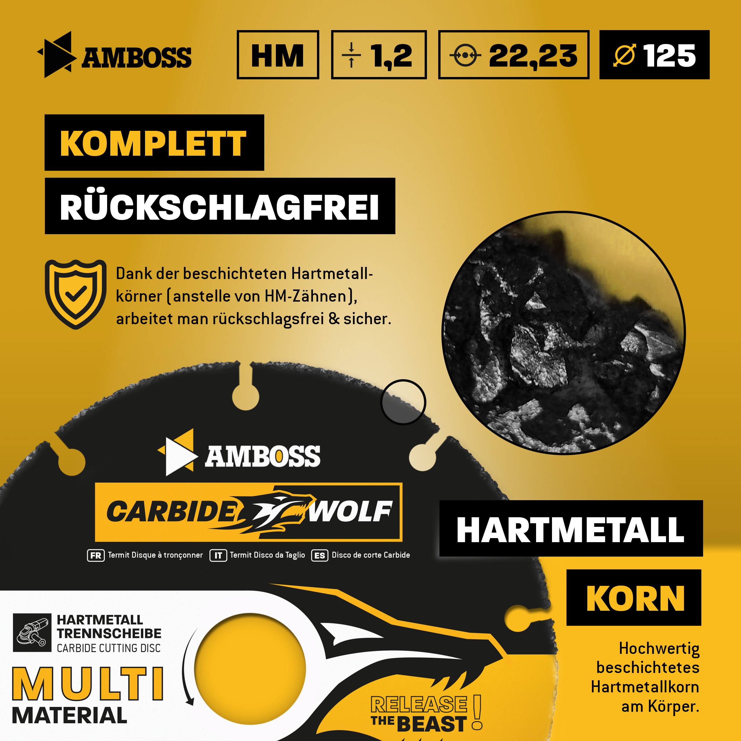 Amboss Carbide Wolf HM Trennscheibe - 125 x 1.2 x 22.2