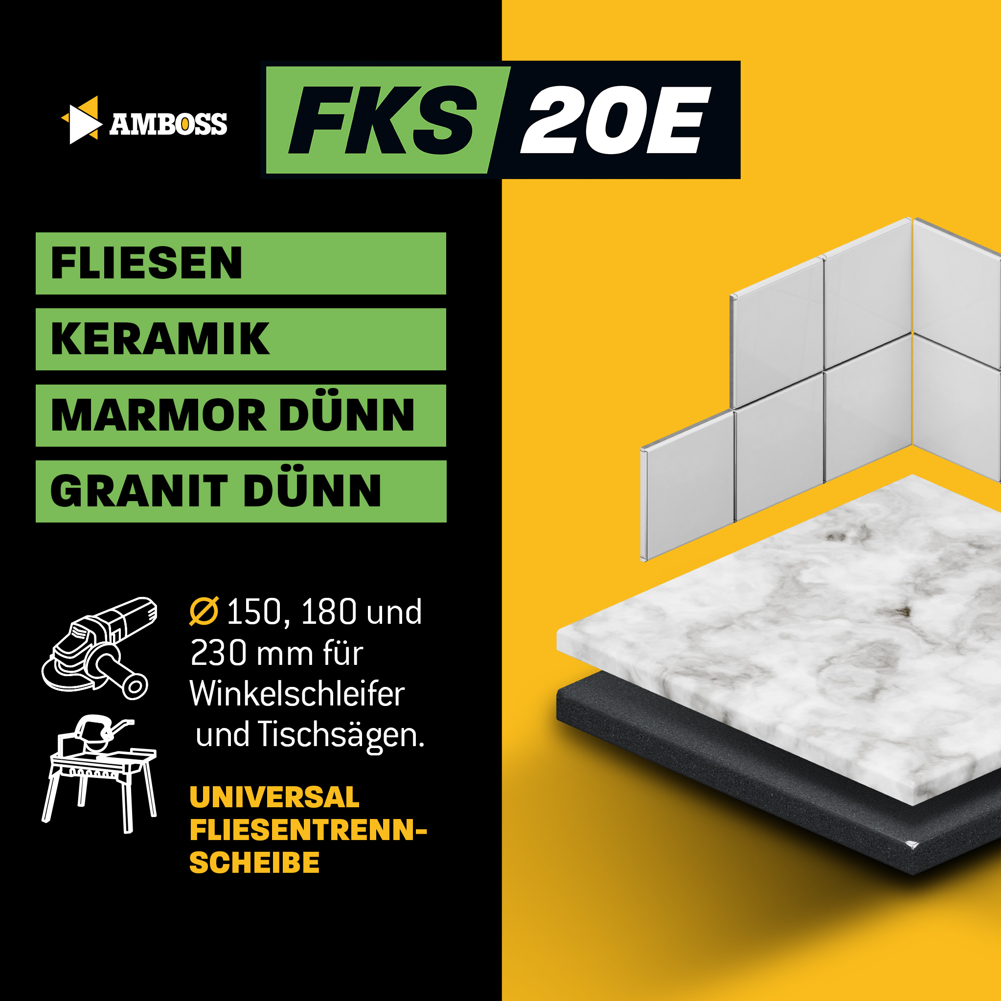 Amboss FKS 20E Diamant Trennscheibe 180mm x 2.2 x 25.4