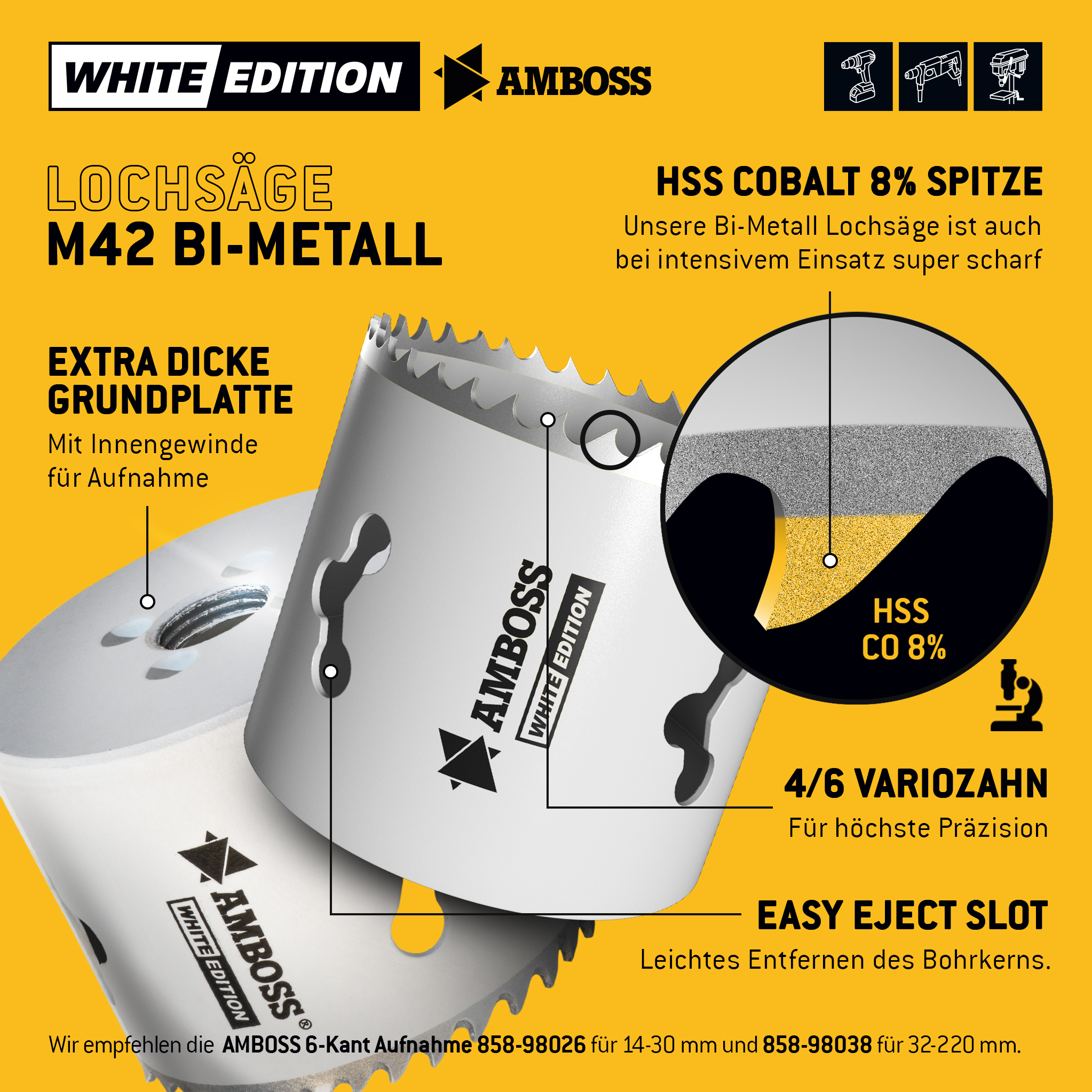 HSS M42 Amboss Lochsäge Ø 220 mm (ohne Aufnahme)