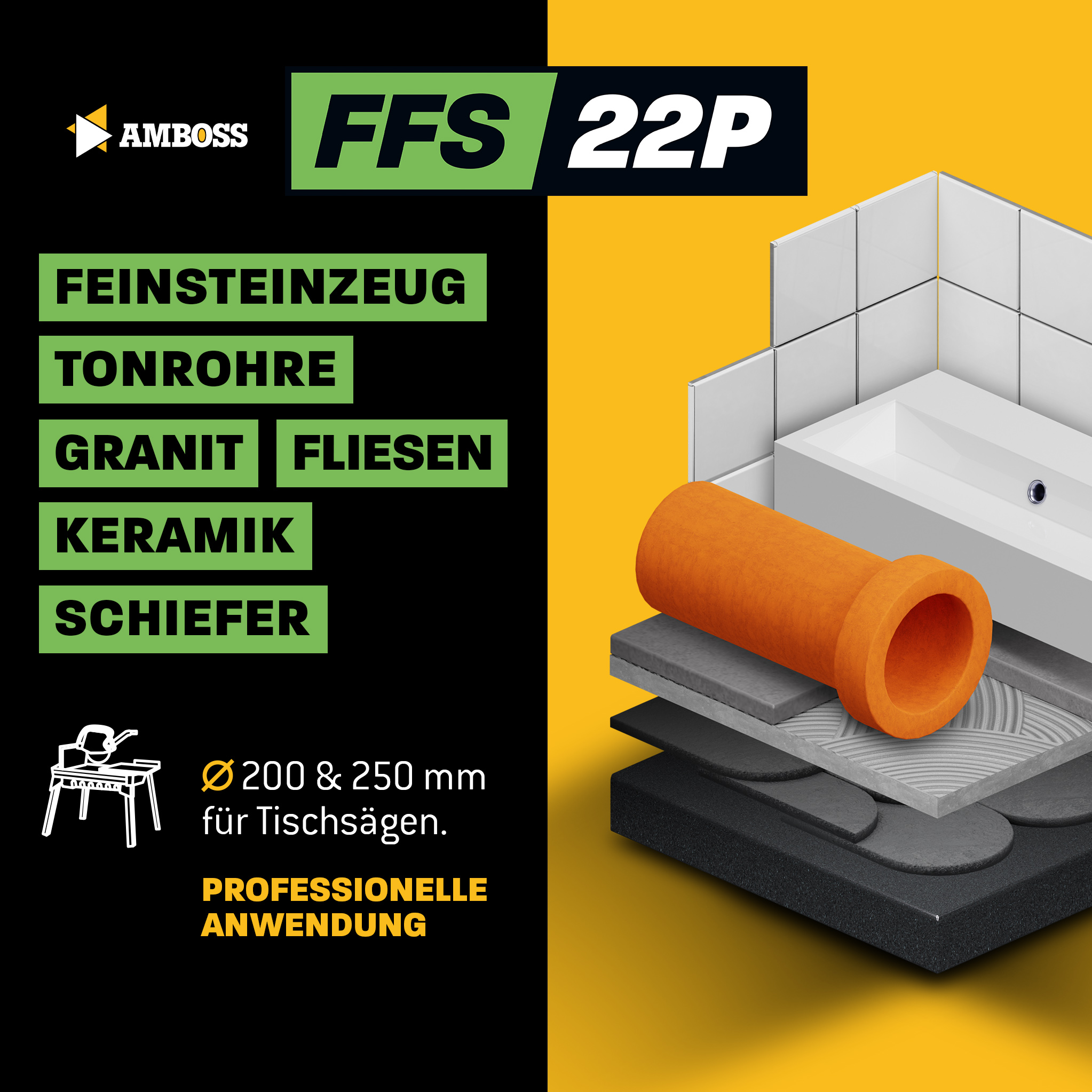 FFS 22P Diamant Trennscheibe 200 x 1.8 x 25.4