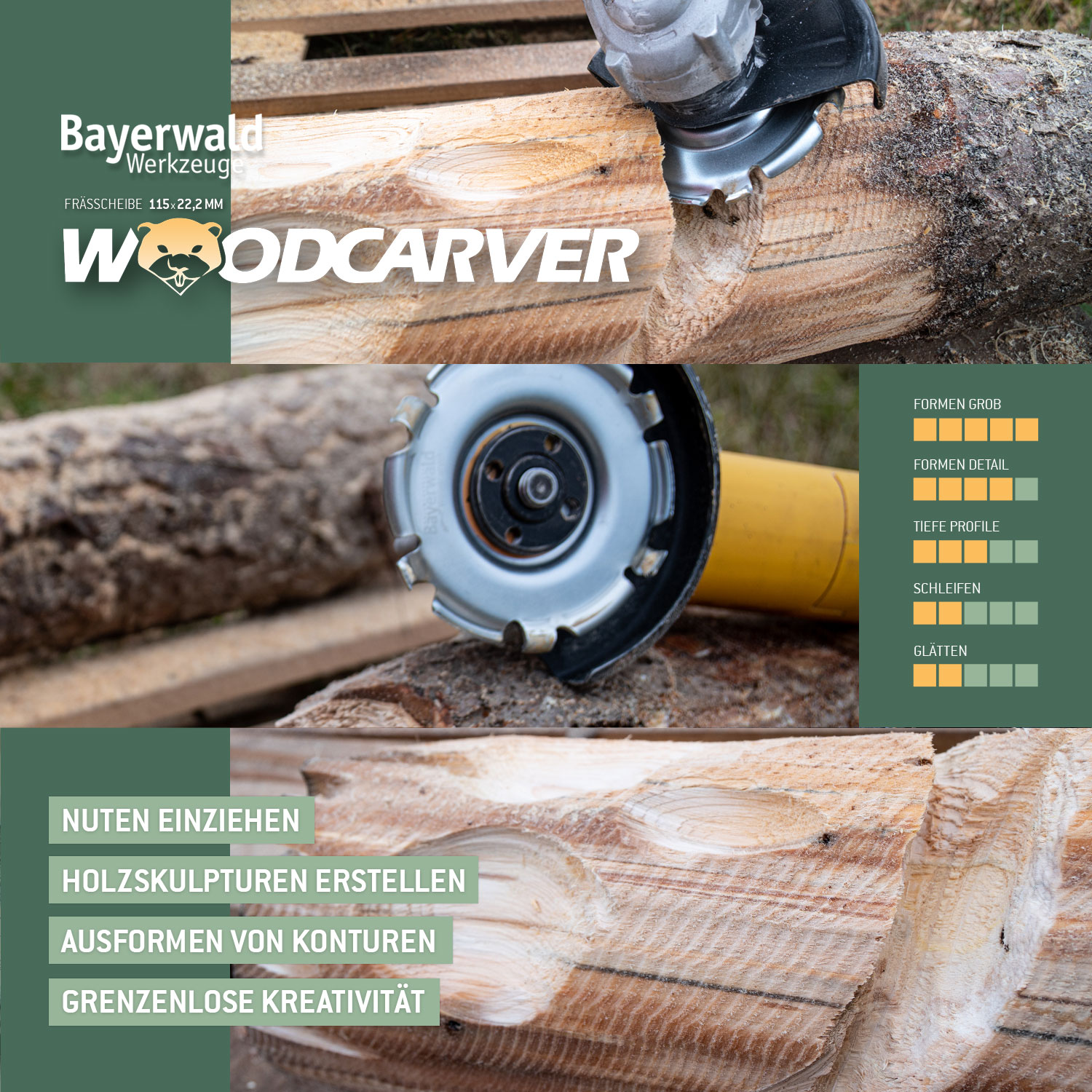 Bayerwald Woodcarver Ø115 mm / 22,2 mm Bohrung