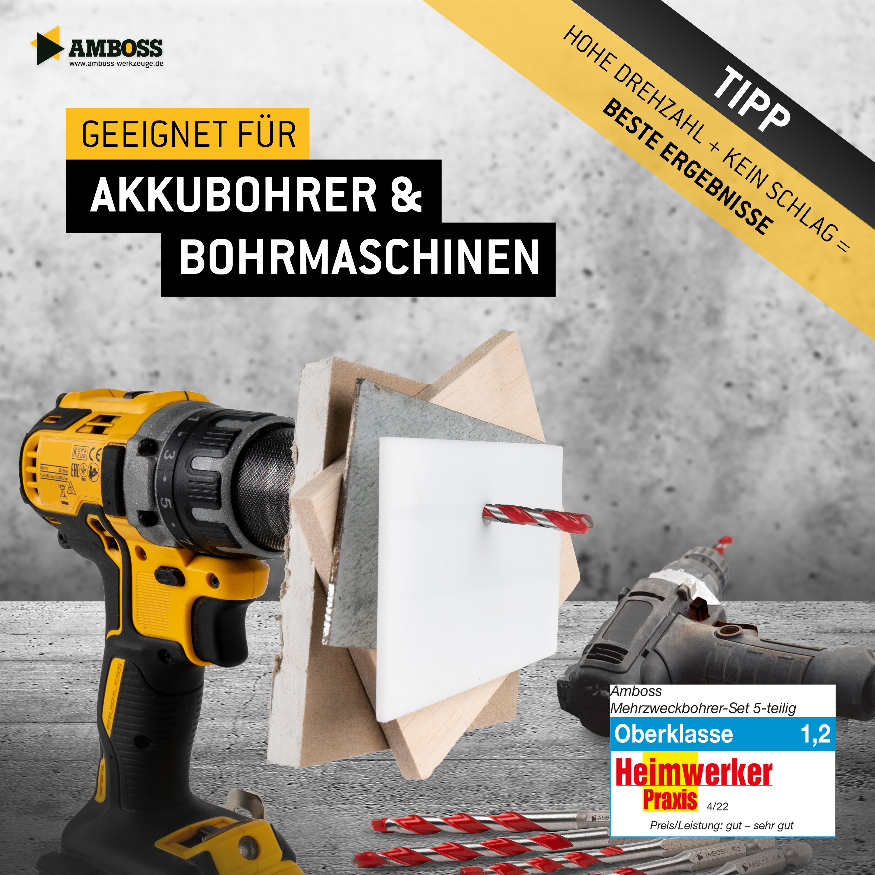 Amboss Mehrzweck Bohrer Satz 5-tlg. Ø 4.0-10.0 mm