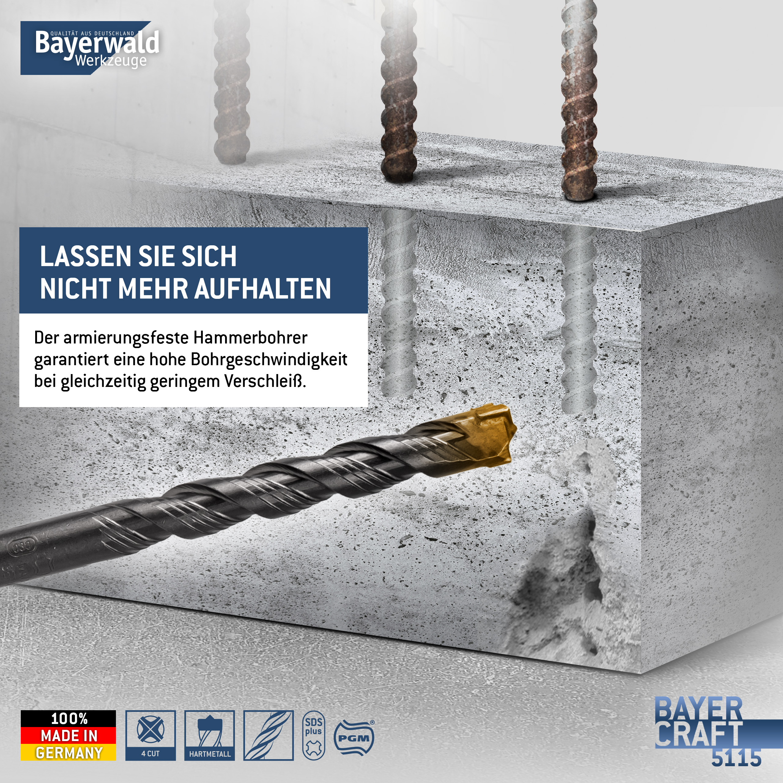 1x Hammerbohrer SDS Plus Schaft - Ø:5 mm - GL: 210 mm
