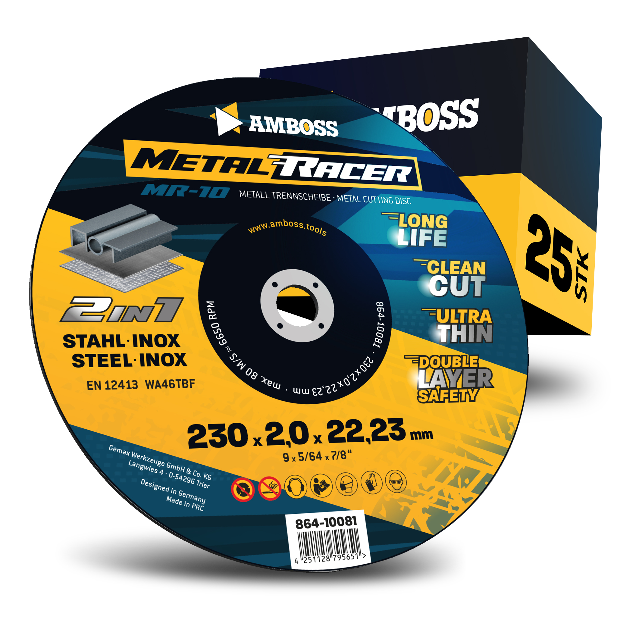 25x Amboss Metal Racer Trennscheibe | Ø230 mm - 2 mm -  22.23 mm |