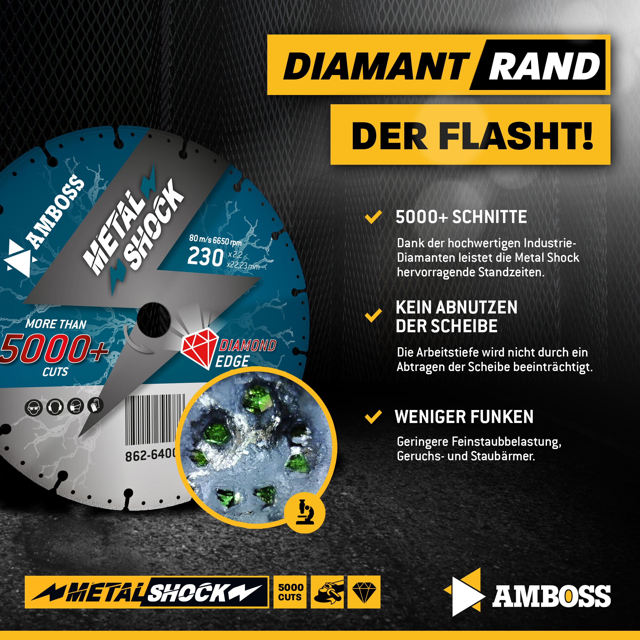 Amboss Metal Shock 5000+ - Diamant Trennscheibe 230 x 2,2 x 22,23 mm