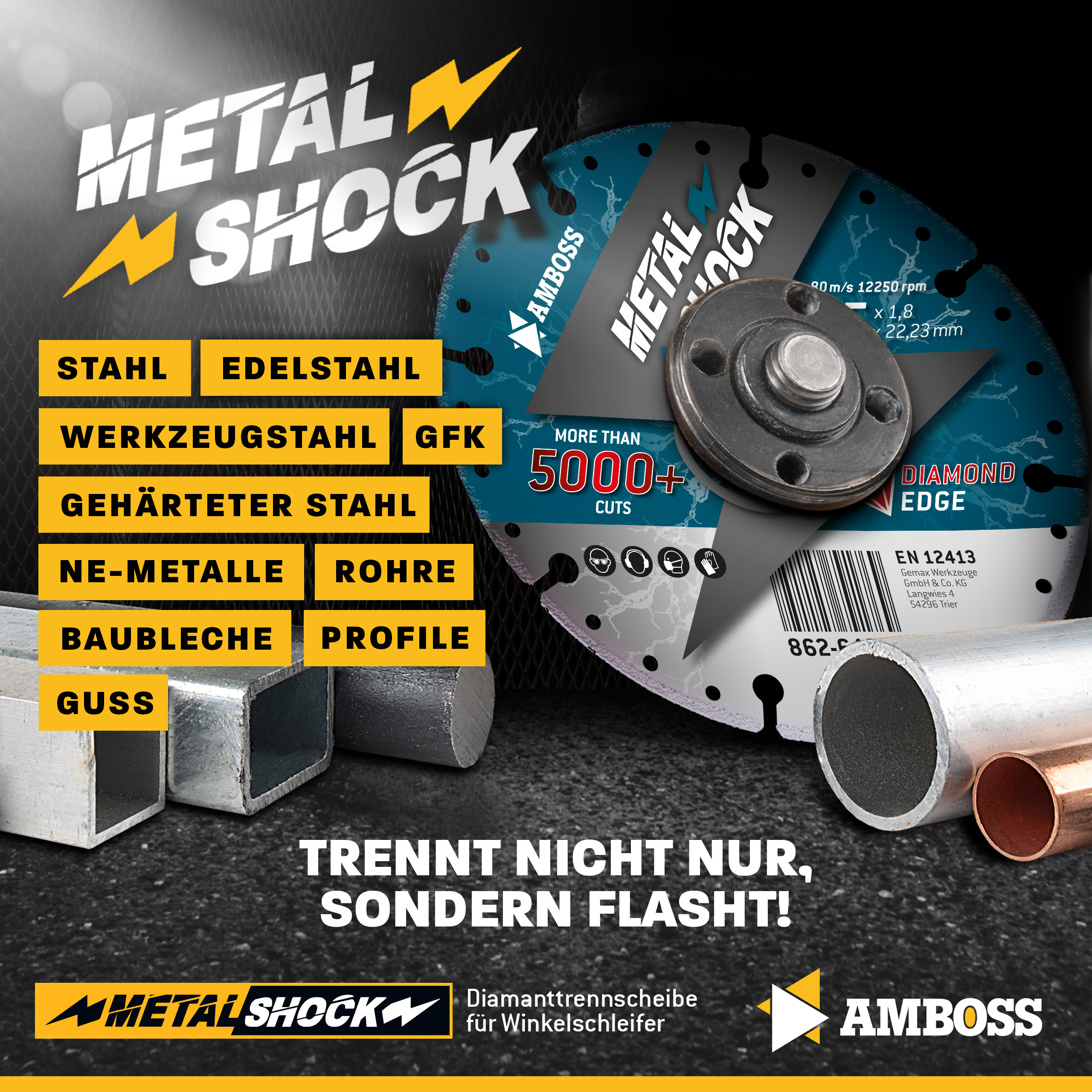 Amboss Metal Shock 5000+ - Diamant Trennscheibe 125 x 1,8 x 22,23 mm