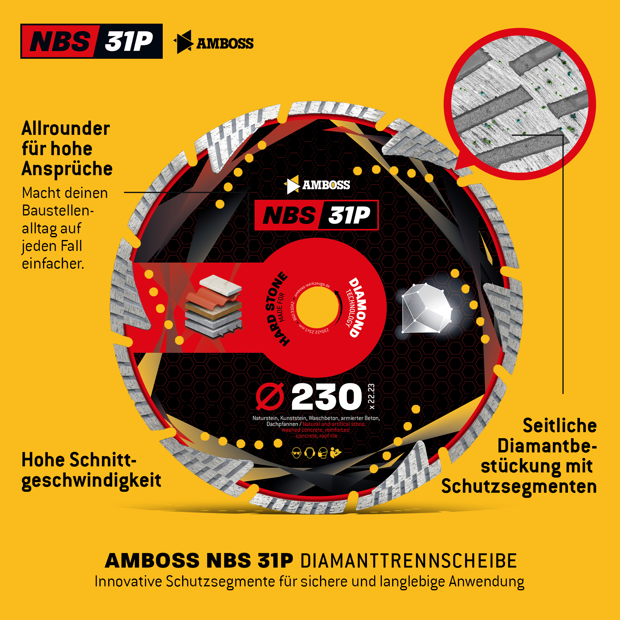 Amboss NBS 31P Diamant Trennscheibe - 230 x 3 x 22.2