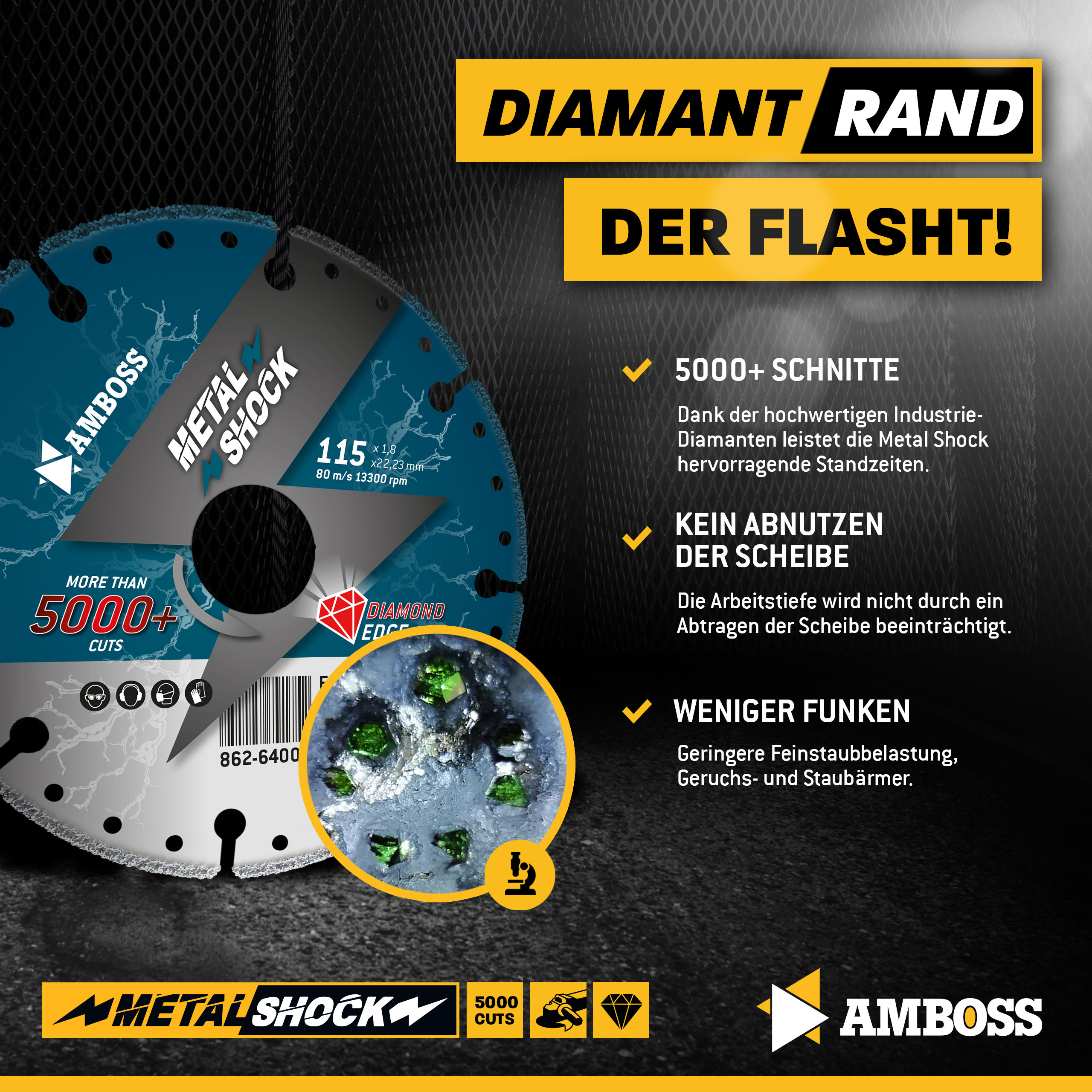 Amboss Metal Shock 5000+ - Diamant Trennscheibe 115 x 1,8 x 22,23 mm