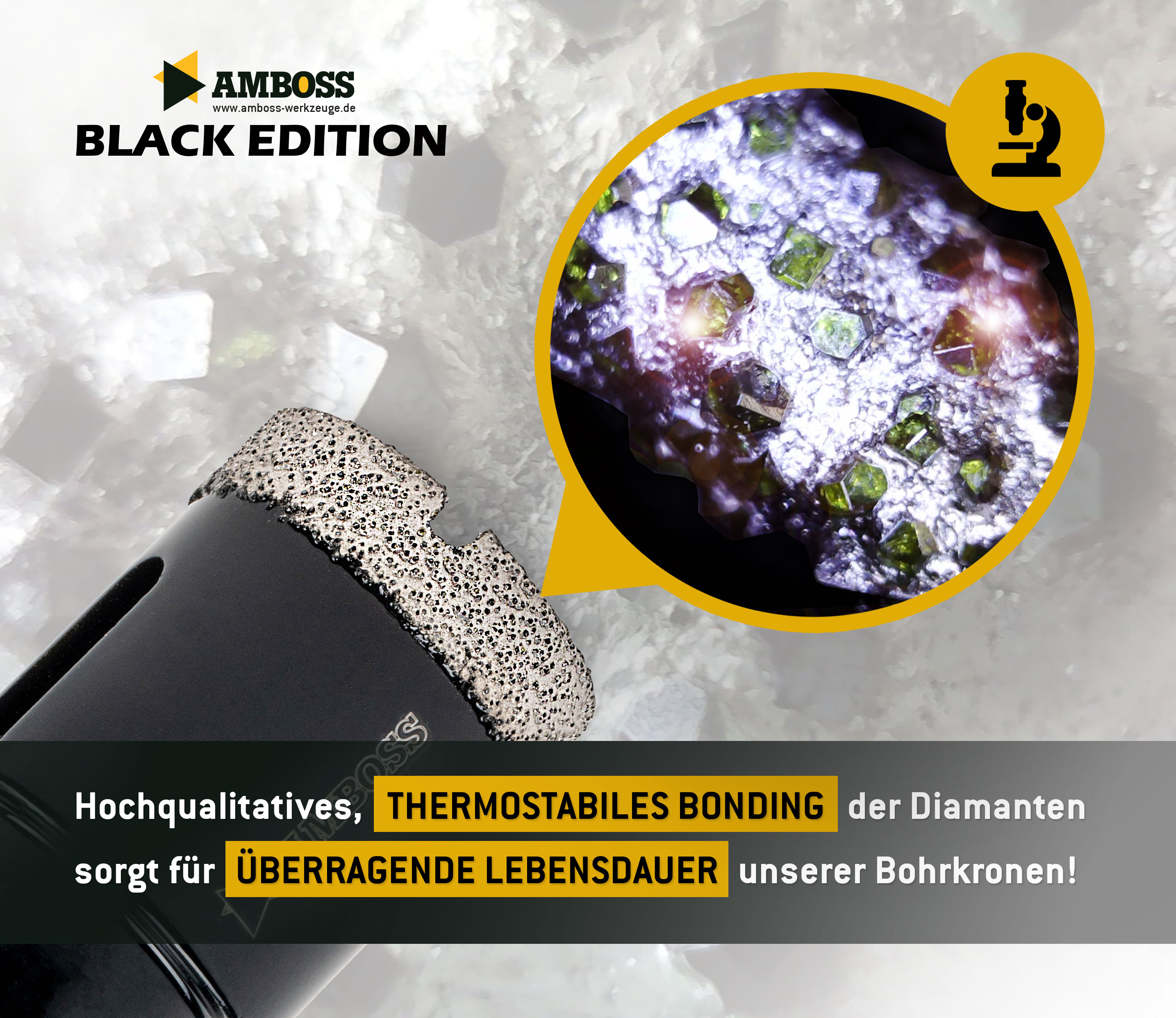 Diamant Bohrkronen Set - Amboss Black Edition 9 - Ø 5/6/8/10/12/20/32/35/68 9 tlg.