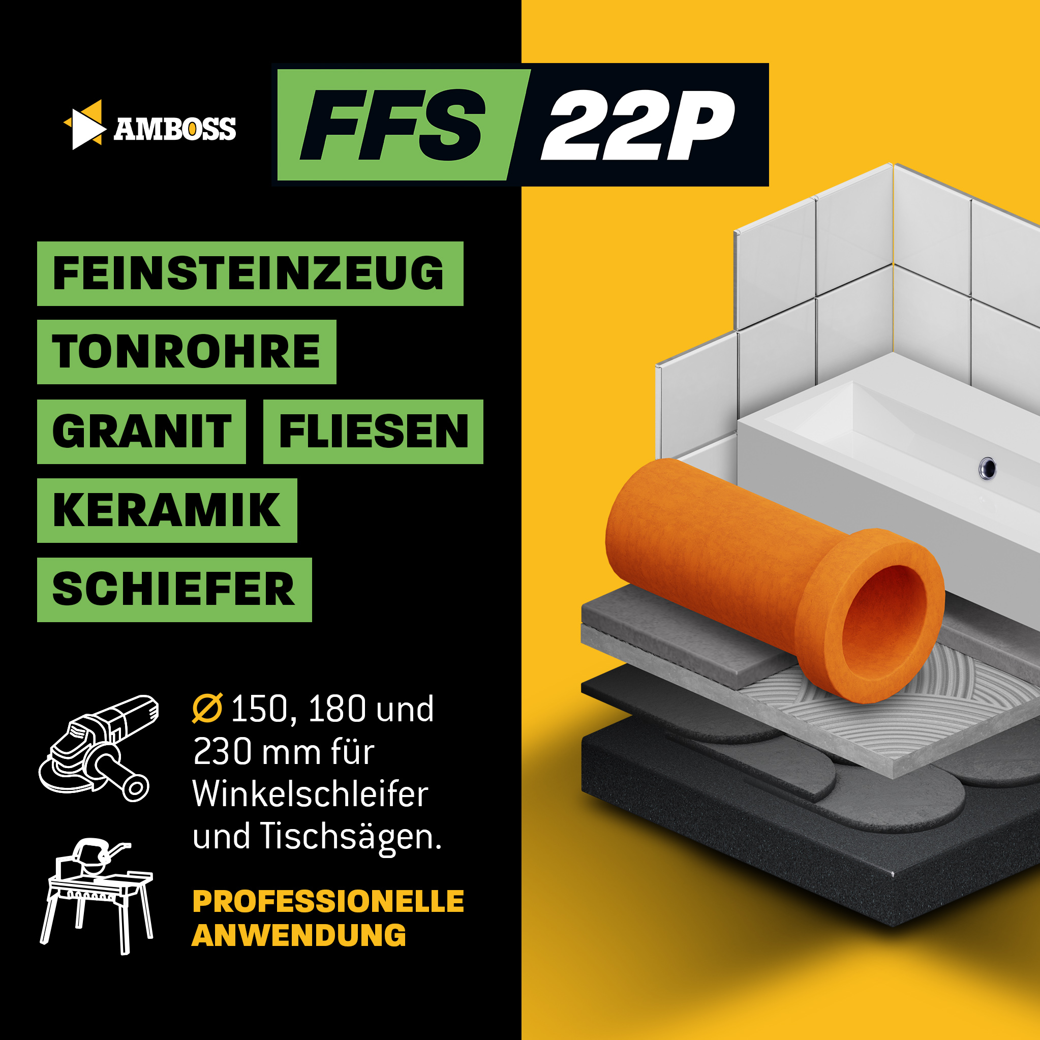 FFS 22P Diamant Trennscheibe 150 x 1.6 x 25.4/22.2